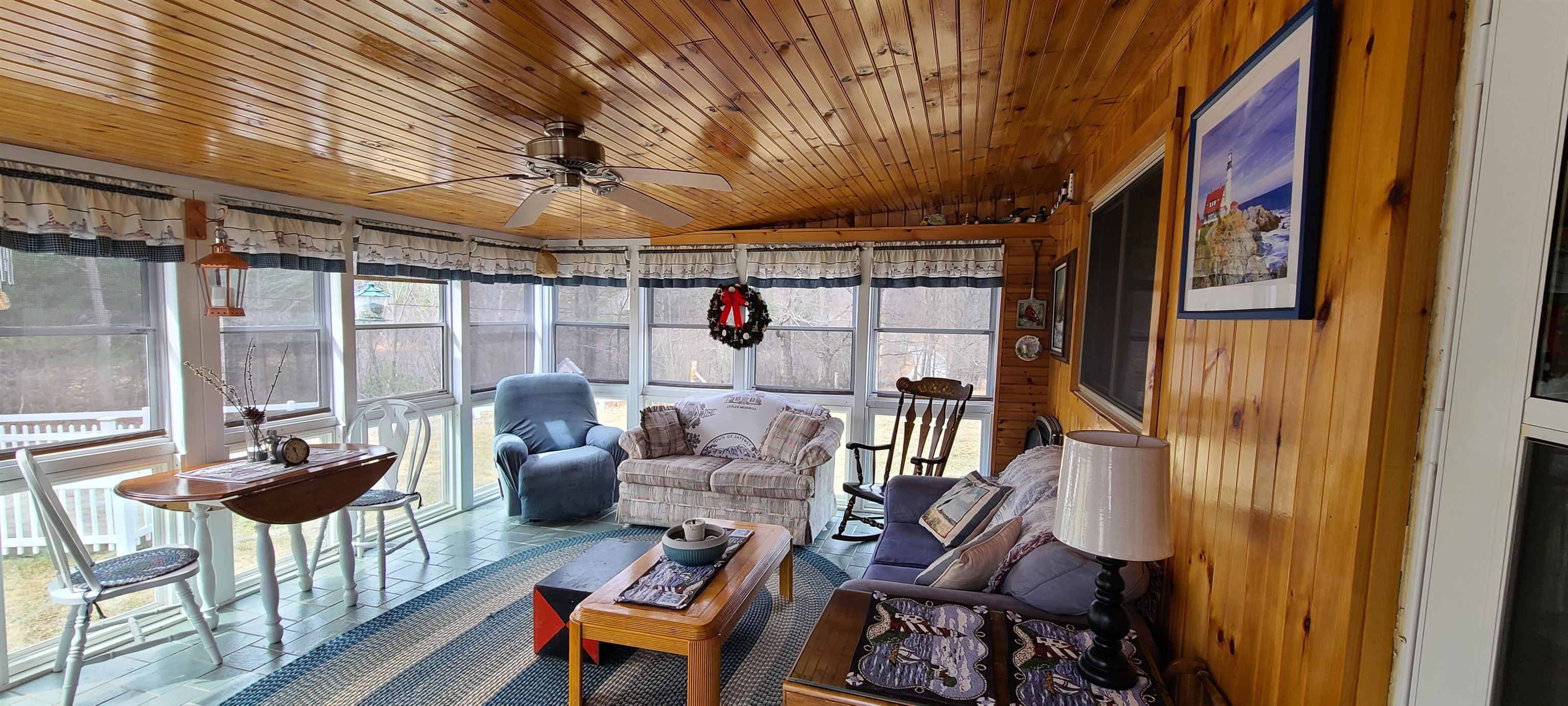 Enclosed, wood ceiling porch