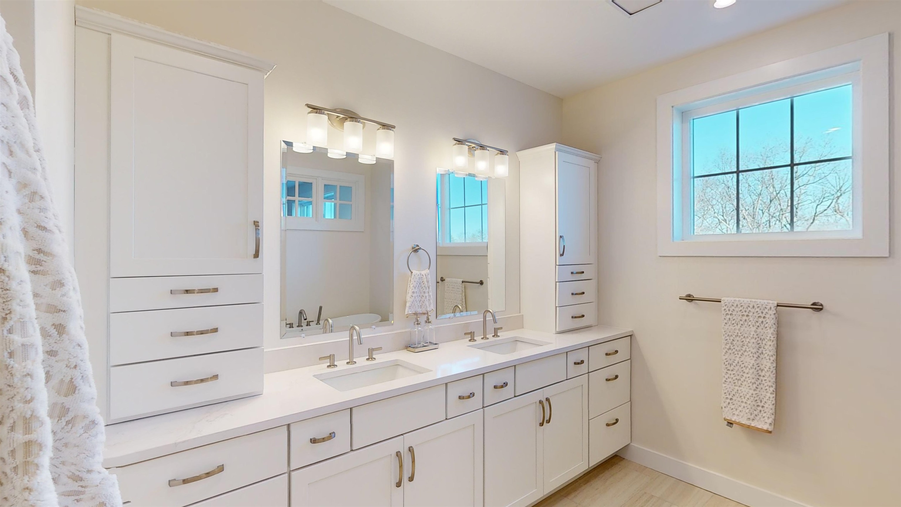 DOUBLE VANITY WITH CABINETS GALORE
