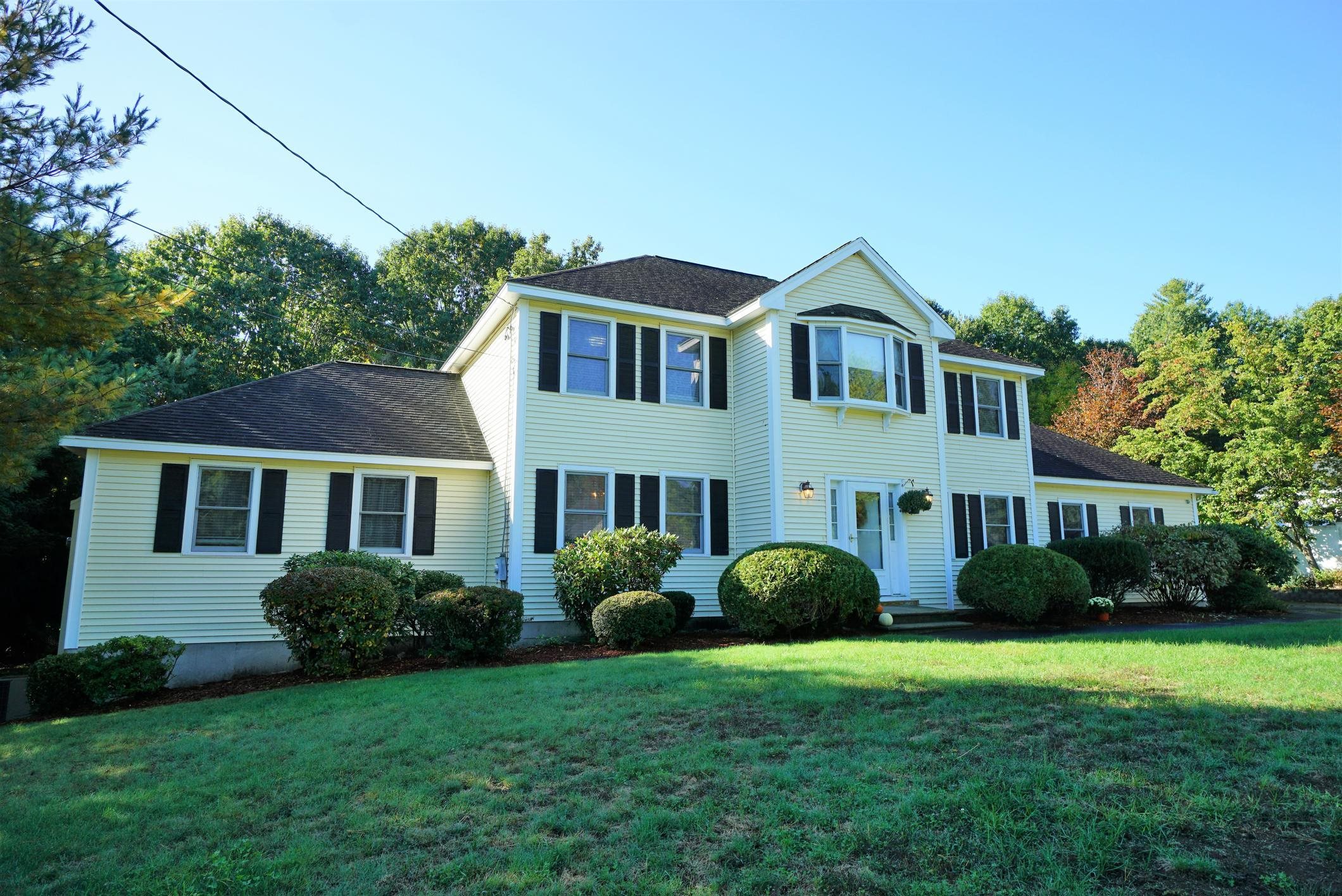 Here is your chance to live in this coveted Nashua neighborhood where nothing has come on the market in over 10 years!  This beautiful colonial sitting on over 2.5 private acres has more than 3,000 sq ft of living space. A three-stall garage with automatic door openers is attached to the home conveniently near the kitchen and first floor half bath.  The kitchen boasts newer fridge, stove and dishwasher. The open area kitchen invites you into the family room with a fireplace for cold winter nights.  Step out onto the oversized deck and view your private back yard where the wooded area connects to acres of conservation land on the MA boarder.  Head upstairs to three large bedroom and a full bath, along with a primary suite with high ceilings, a full bath that included a hot tub for relaxing, and extra “His and Hers” closet space for all your storage needs.   An extra room just off of the primary bedroom can be used as an office or as a hobby room.  Need even more room?  The walkout basement with high ceilings and windows is waiting for your ideas to be a great new living area-a man’s cave or even an in-law apartment?  Whatever suits your needs!  Irrigation, central air, security. This home has it all.