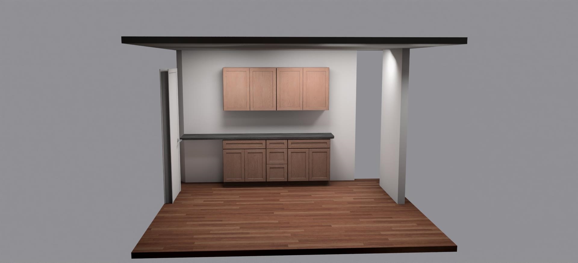 Image of Back Wall of Kitchen Cabinets