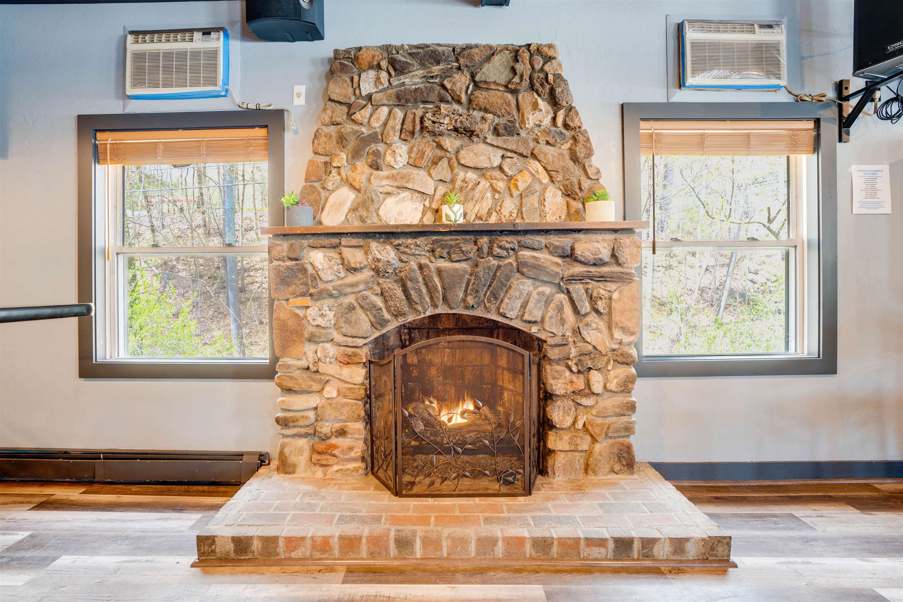 Fireplace located in Foster