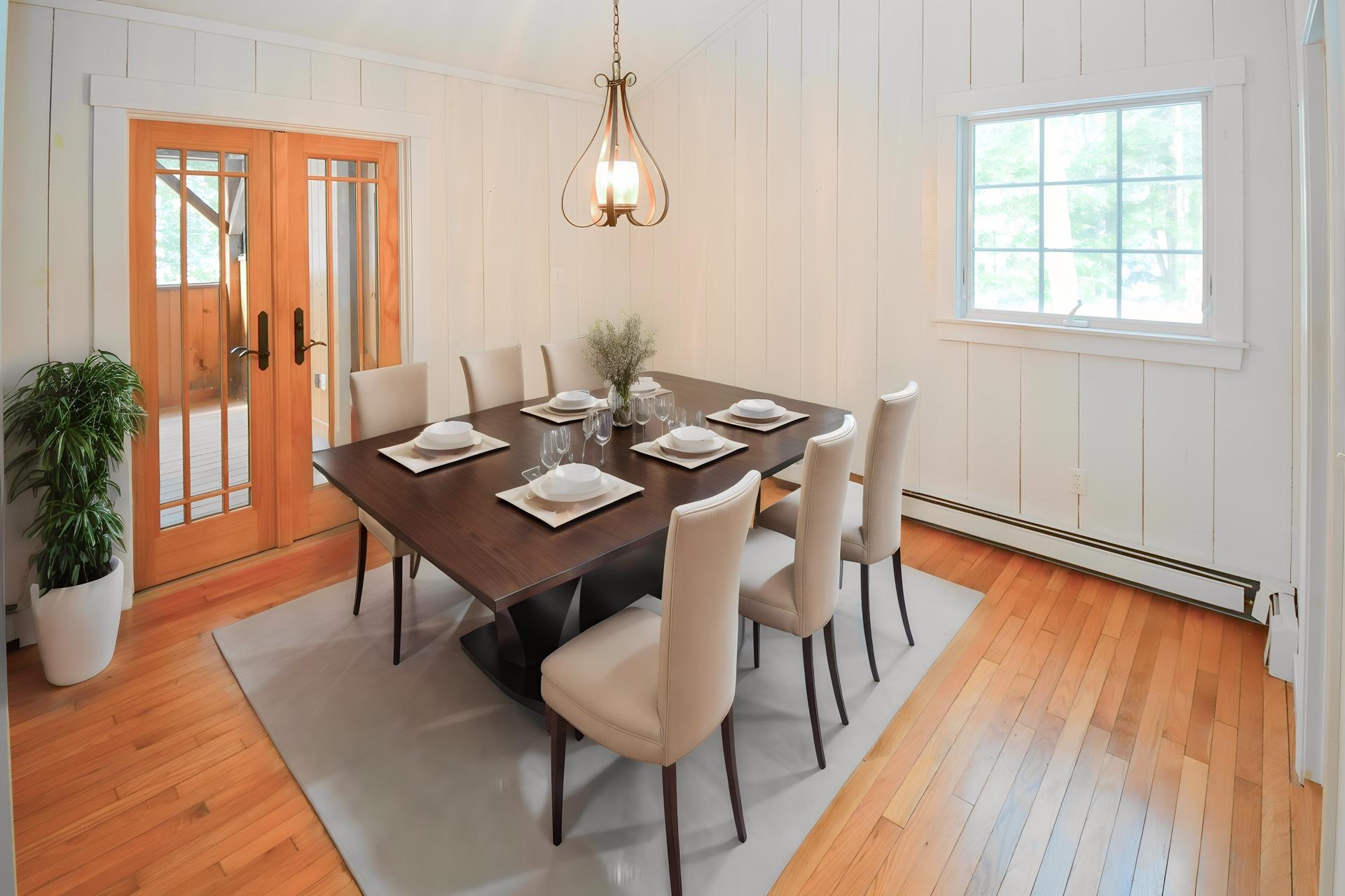 Dining room opens to porch.