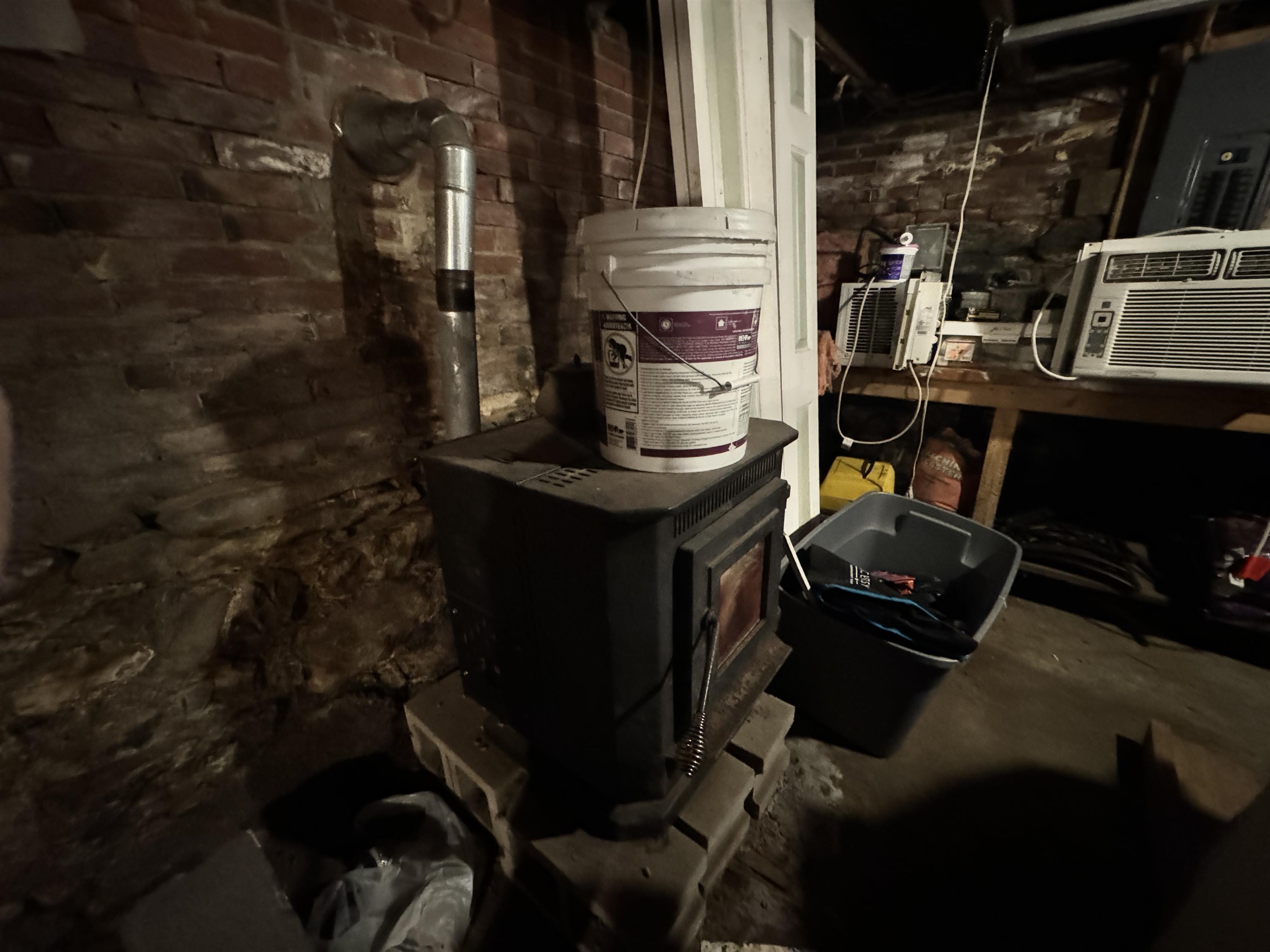 Pelet stove in Basement