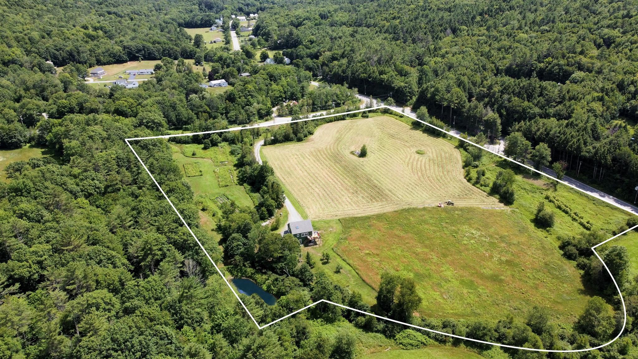 Property from air, looking SE, outlined in white