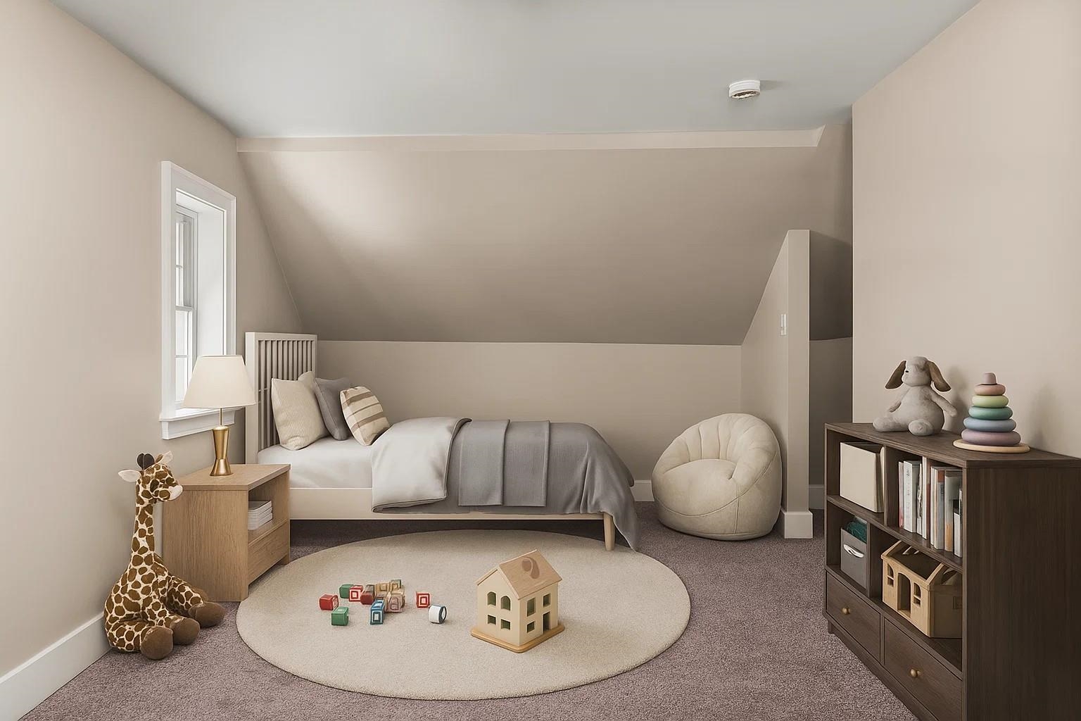 virtually staged bedroom upstairs