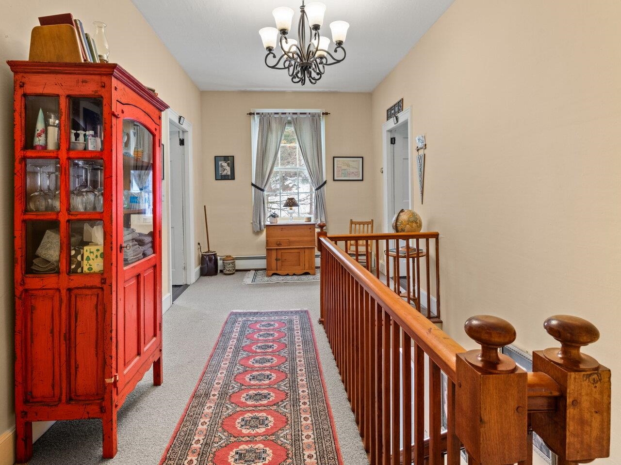 Upstairs hall facing street
