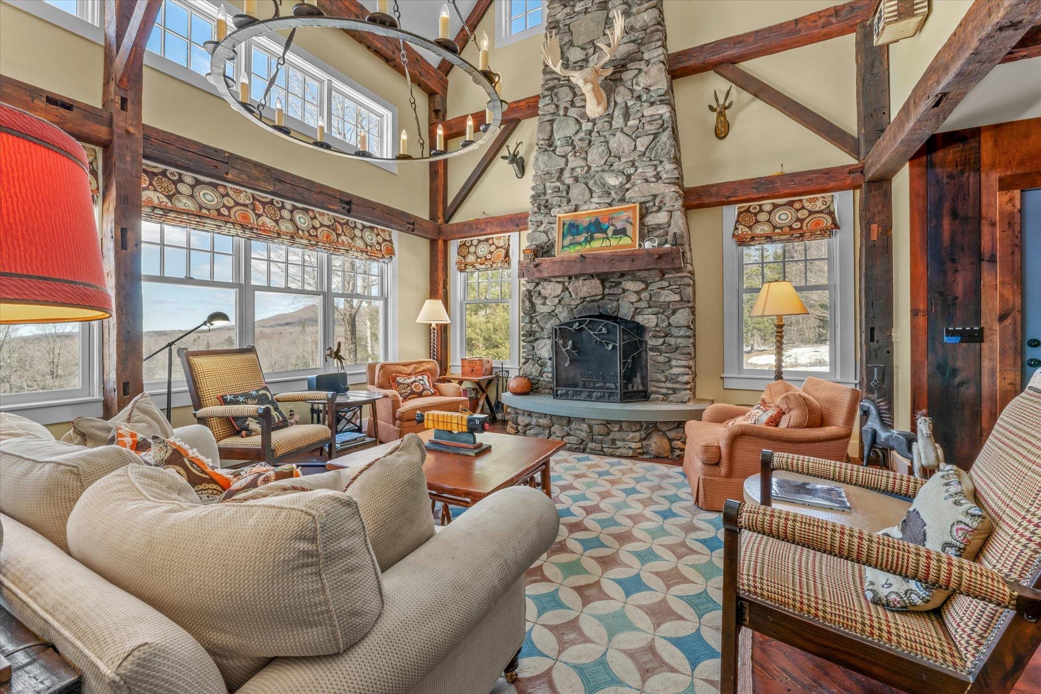 Custom stone fireplace