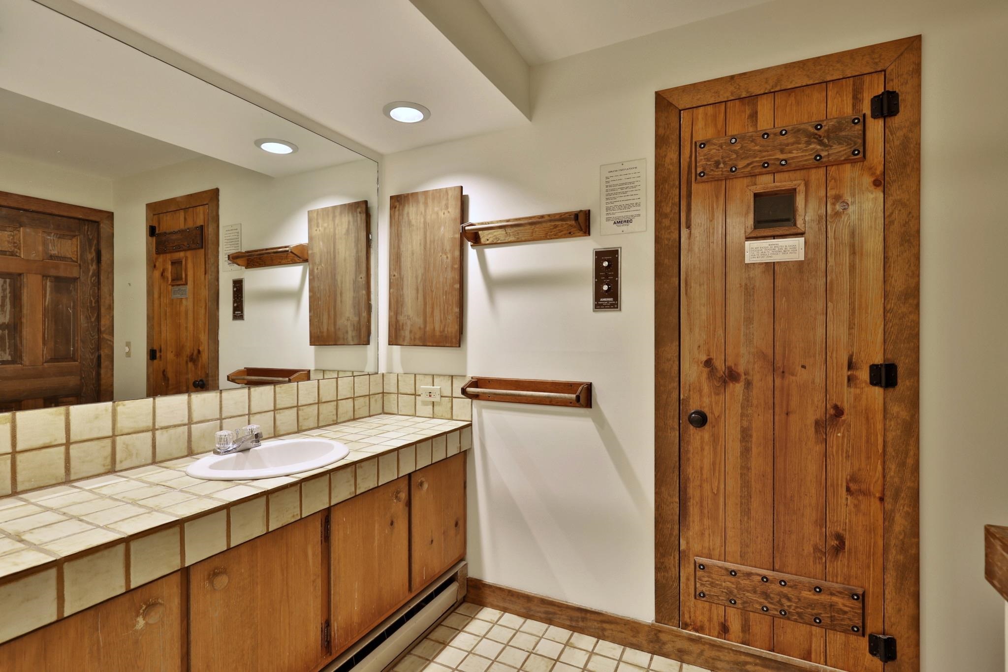 Large bathroom with sauna