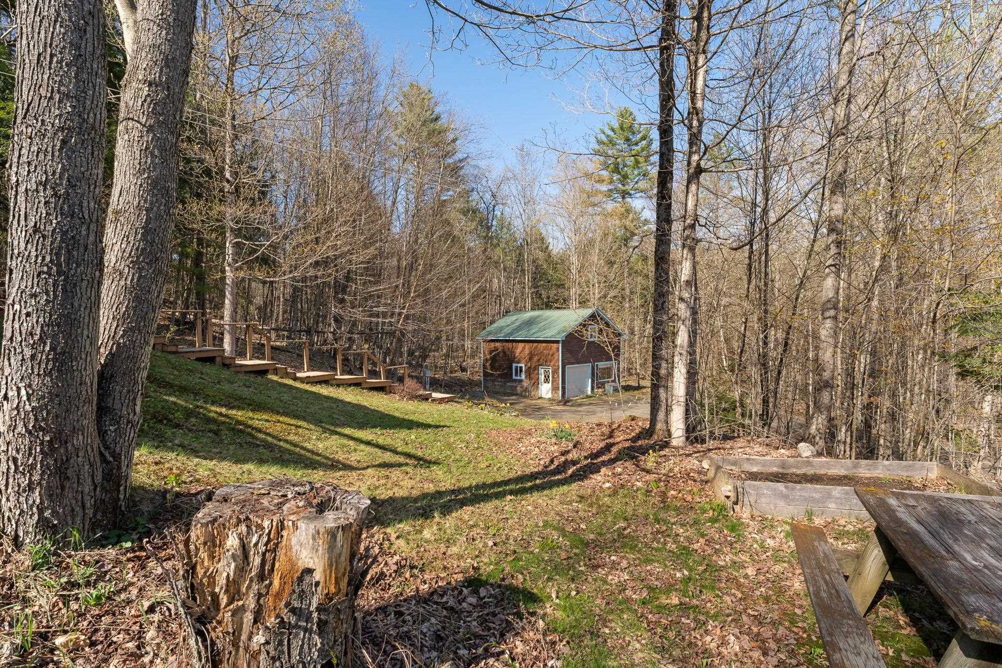 Looking to garage from yard