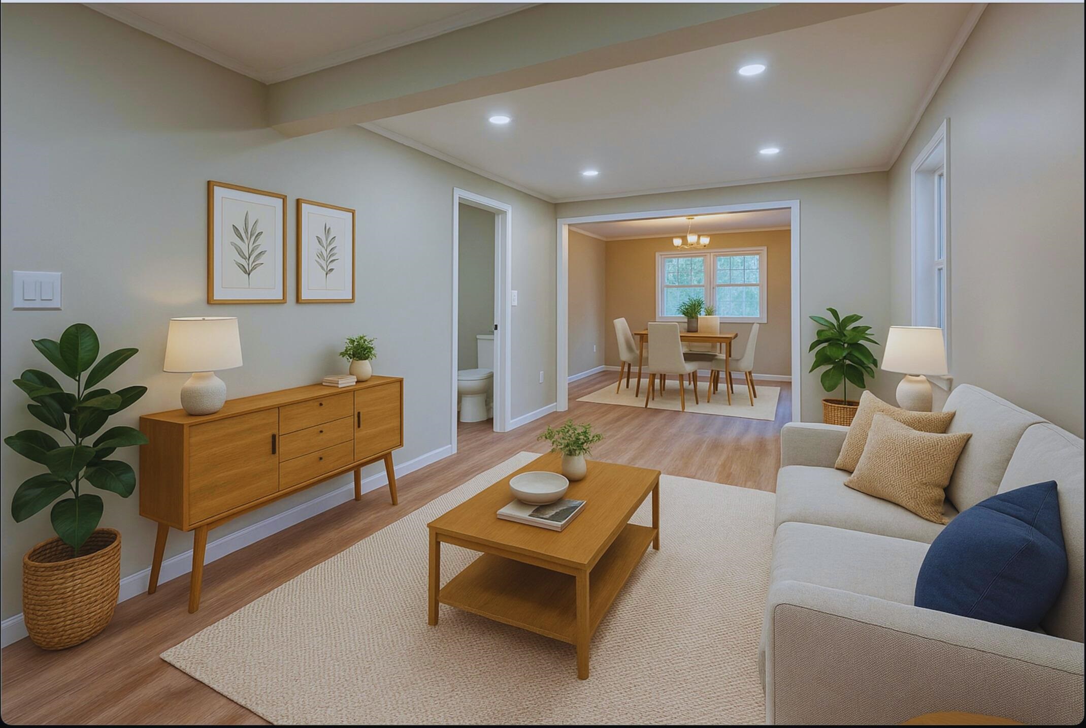 virtually staged livingroom