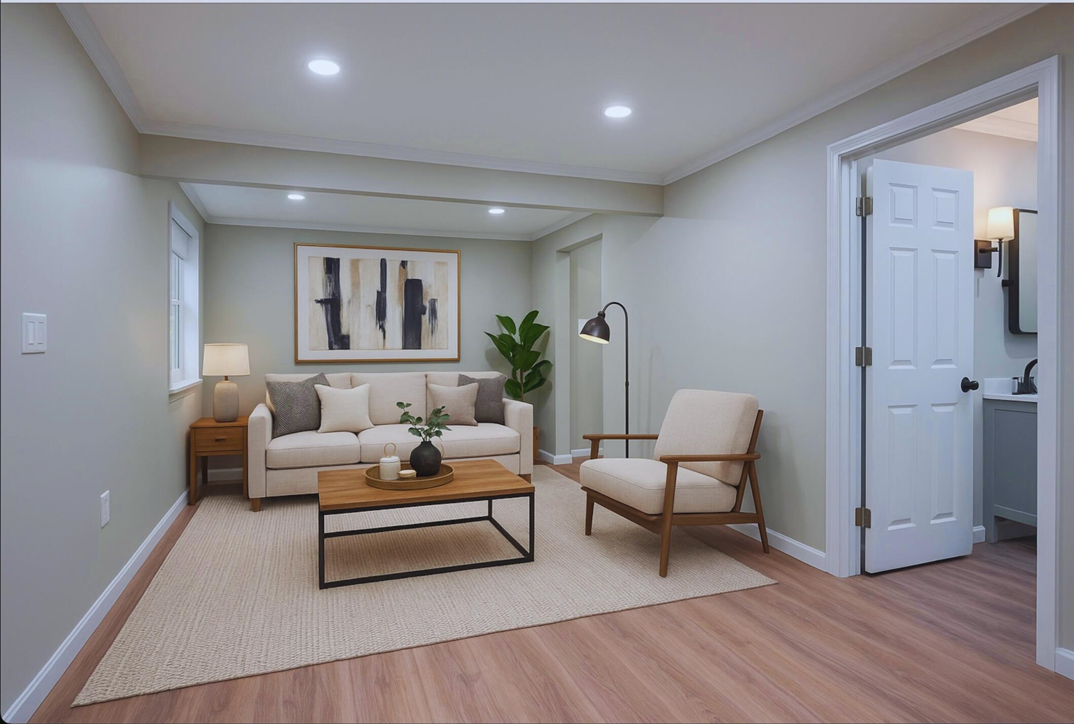 virtually staged livingroom