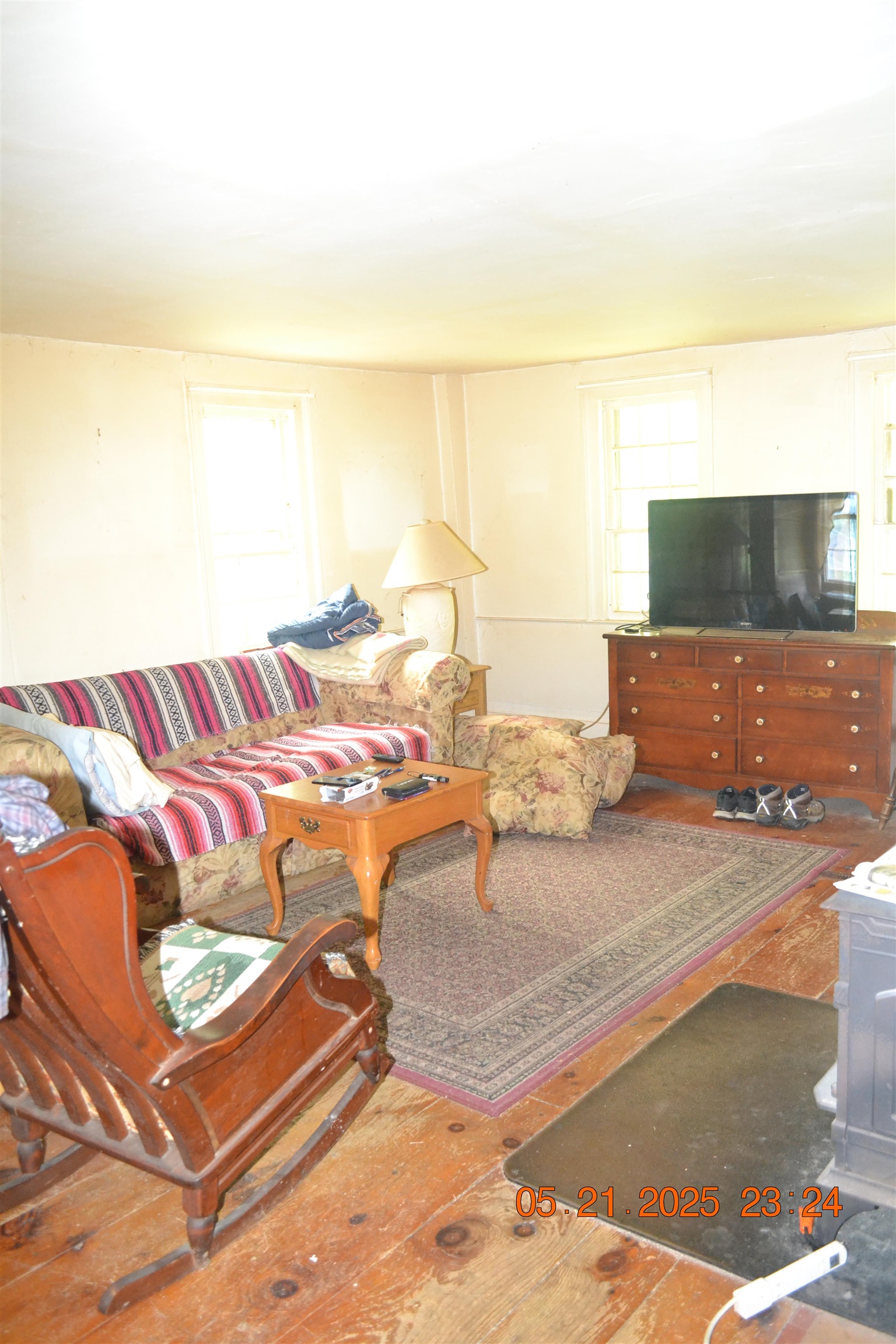 Living Room With Wide Pine Floor Boards