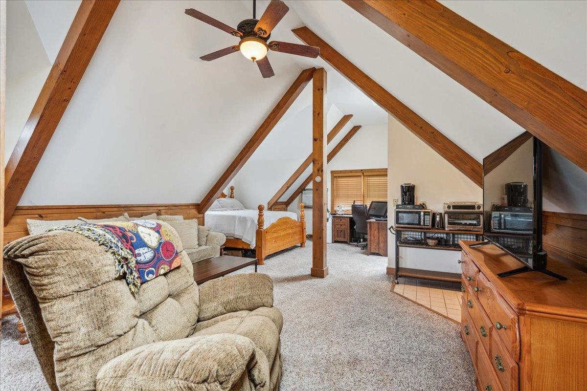 Above the converted garage