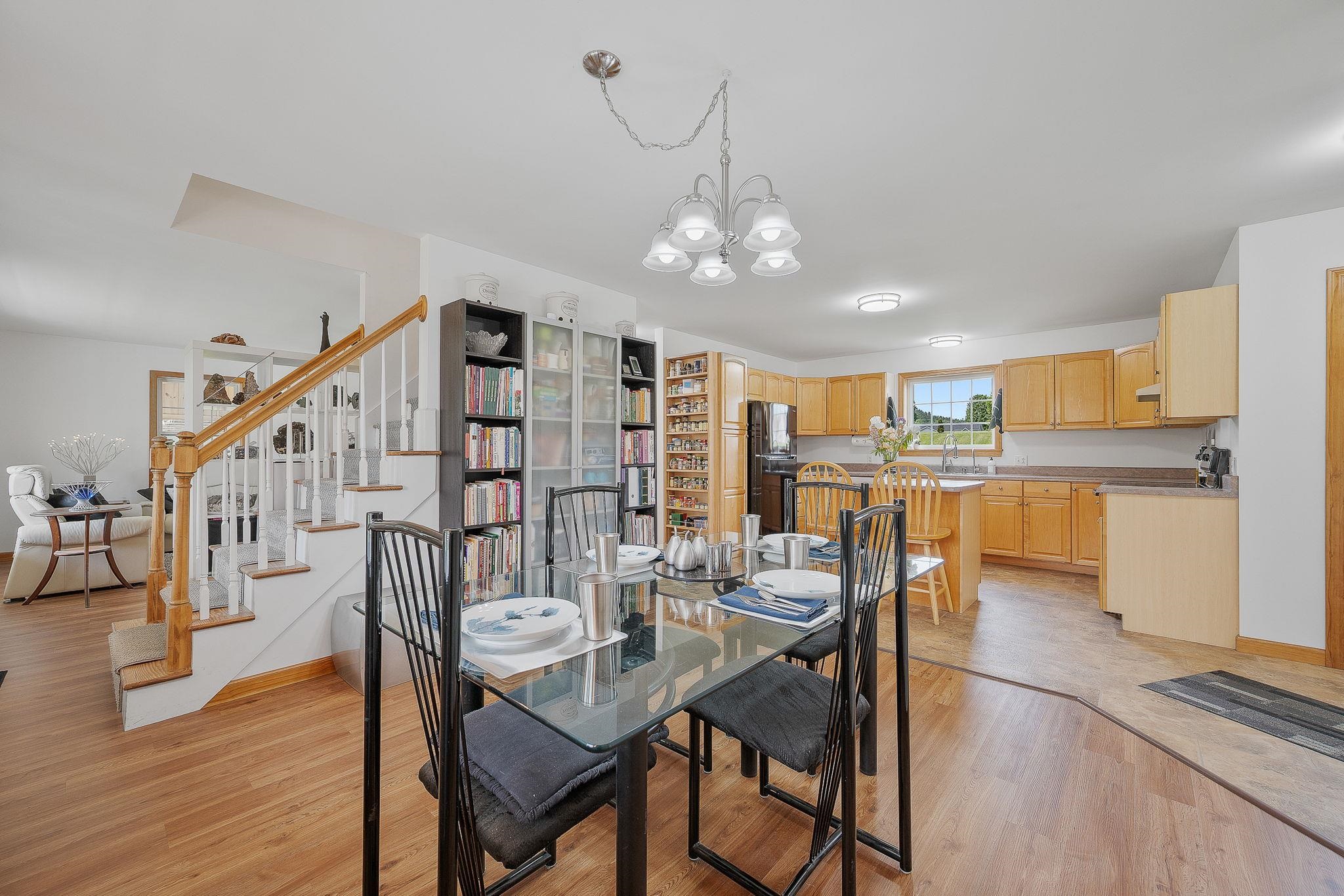 Open dining and kitchen