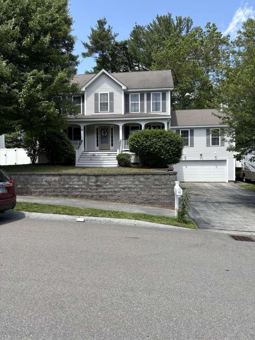 Nestled in the desirable Maplewood neighborhood (home to the newly built McCarthy Middle School, near exit 1 off Rt. 3) this beautiful 4-bedroom, 2.5-bath colonial offers 2,600 square feet of thoughtfully designed living space. A charming farmer’s porch and mature landscaping create instant appeal. The heart of the home is a bright, open-concept area where a granite-accented kitchen flows seamlessly into a cathedral-ceilinged living room featuring a cozy gas fireplace, a perfect space for daily living and entertaining. A dedicated office/study on the first floor offers privacy and versatility for telecommuting, schooling, or creative pursuits. Spacious countertops, tiled bathrooms, central AC, in-floor heating, and a rear deck seamlessly blend modern comfort with classic colonial charm. The spacious unfinished basement is perfect for storage or future customization. Natural gas range, water heater, and a complete appliance package are all included. Utilities include public water, sewer, gas, electric service, and sprinkler system. The bedrooms offer a tranquil retreat, where uninterrupted views of towering trees and open skies invite peace and reflection. A home like this is a rare gem, one that may not be seen again for years to come. Showing starts on 6/26/25, by appo. only. Open house 6/28 from 2 to 4pm.