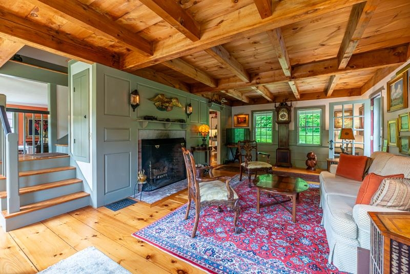 Main House Living Room with Architectural Paneling