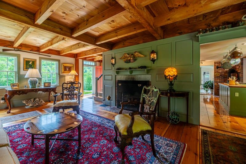 Main House Living Room with Rumford Fireplace