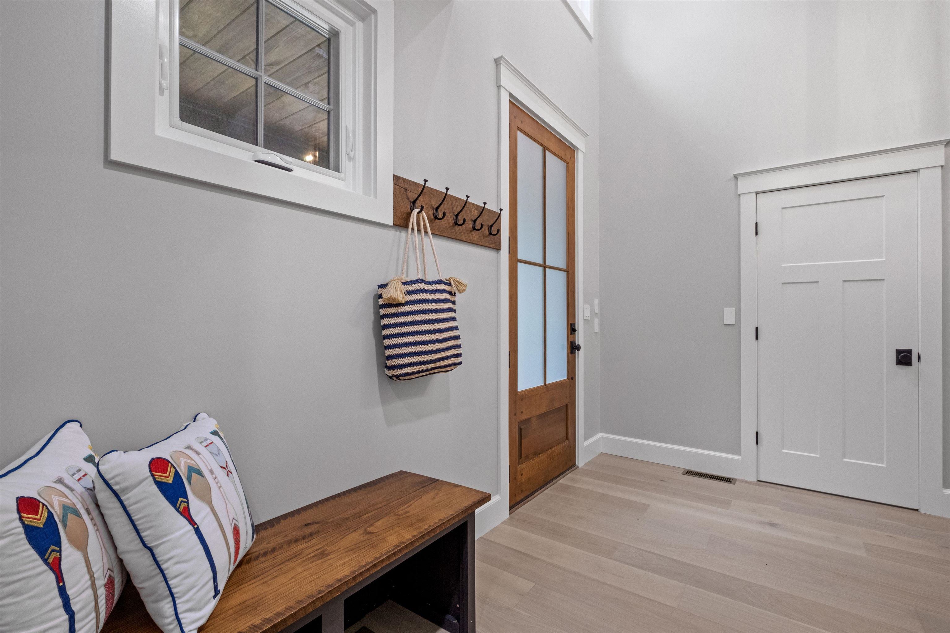 Built in bench and coat hooks