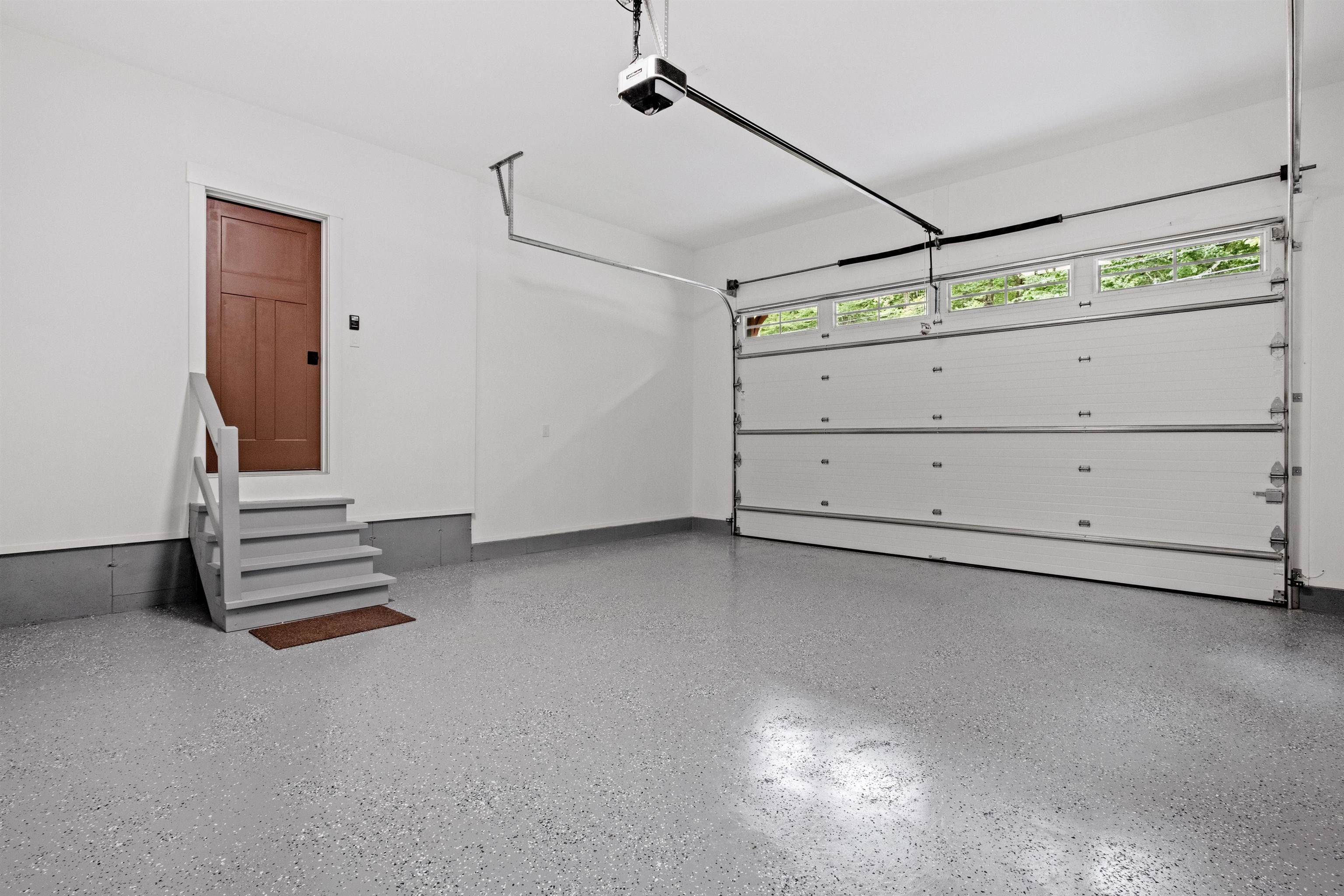 2-car garage with epoxy flooring
