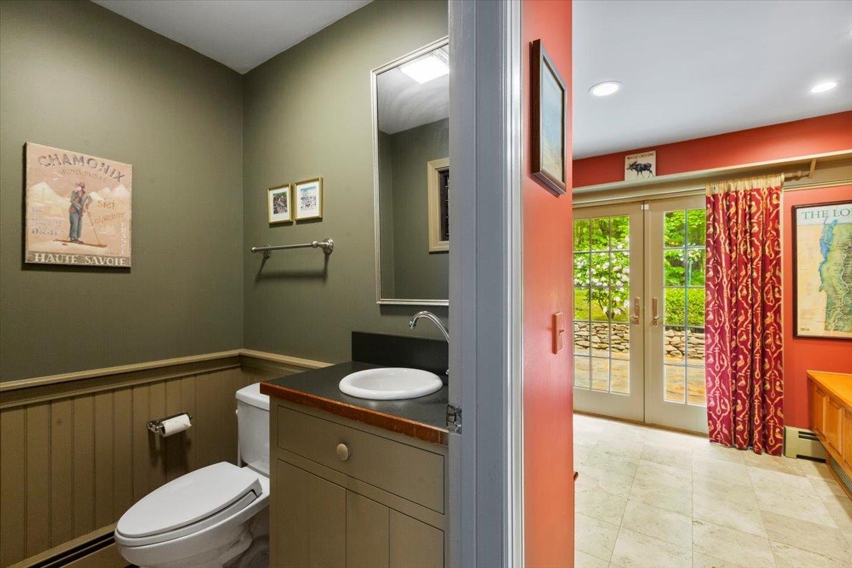 powder room in foyer/mud room