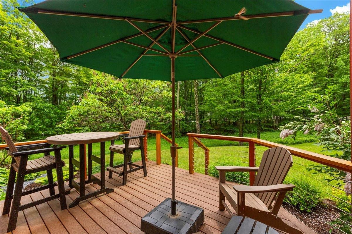 Beautiful gardens surround the deck