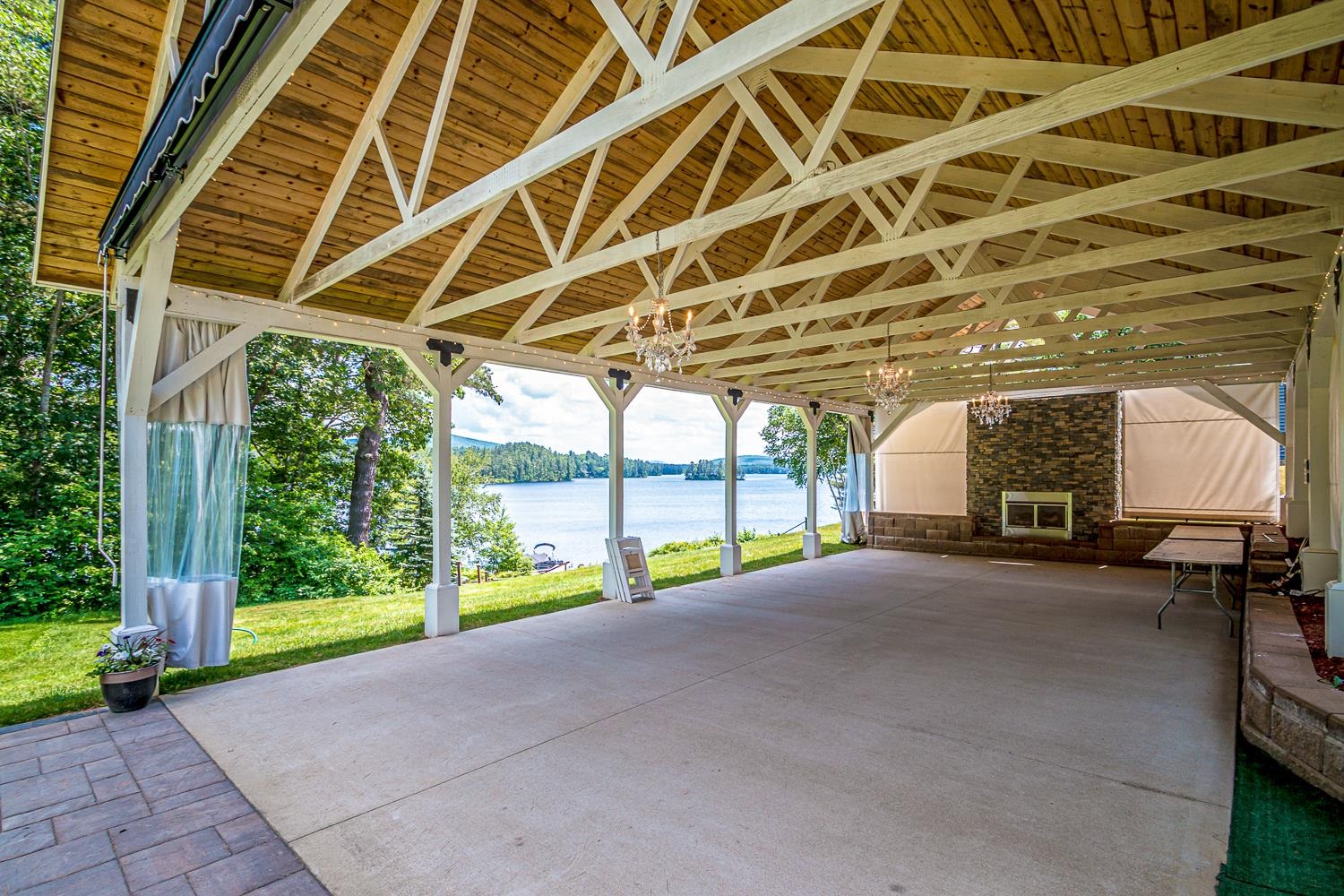 Pavilion with stone fireplace
