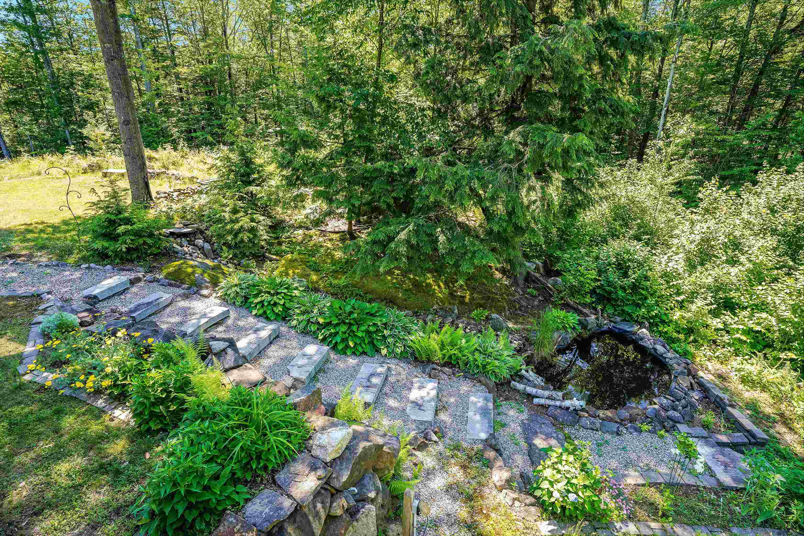 Side yard with granite steps