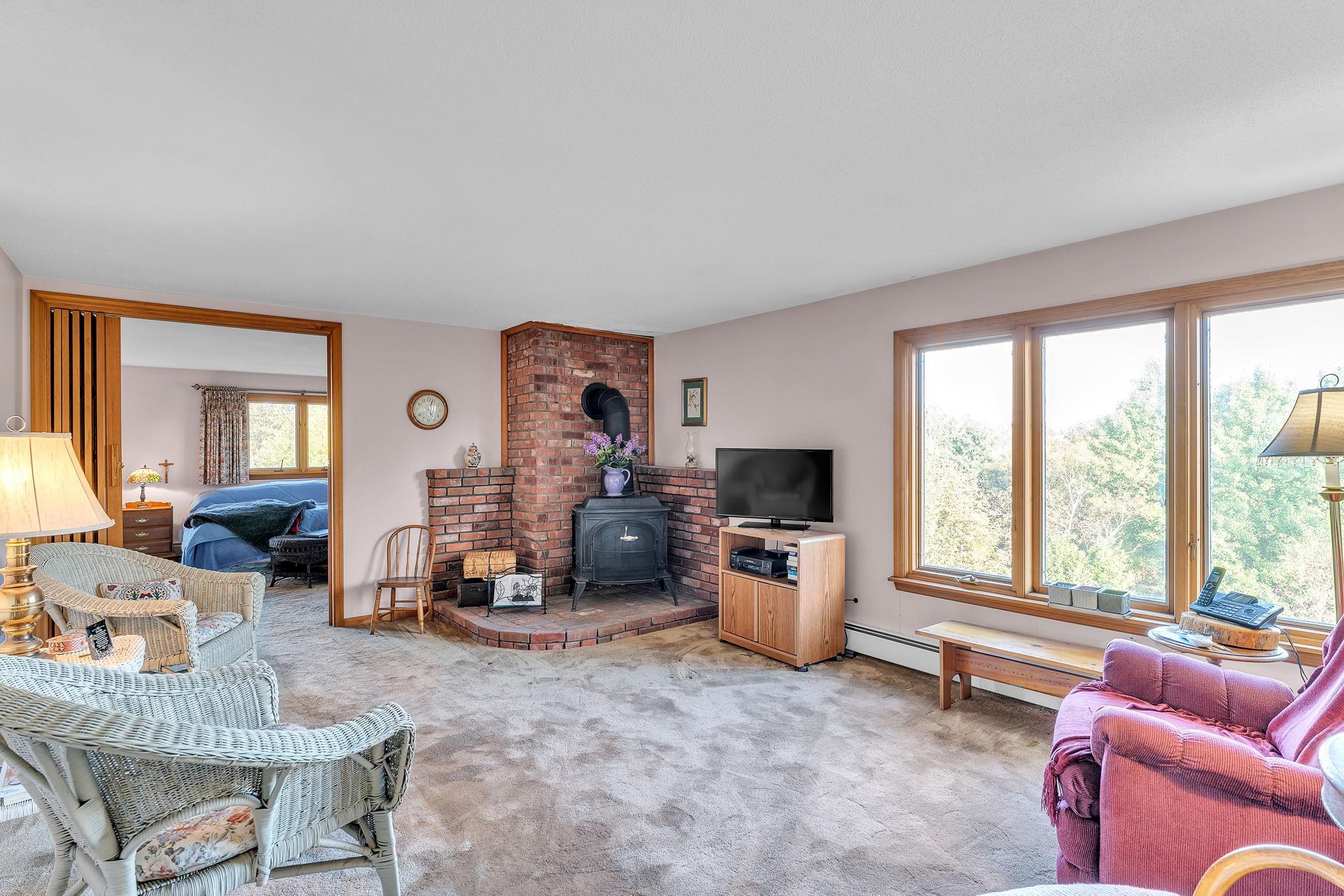 Woodstove in upstairs family room