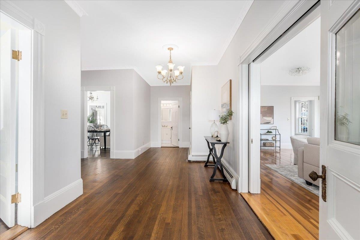 Walking in from the front door, office on the left and family room on the right.