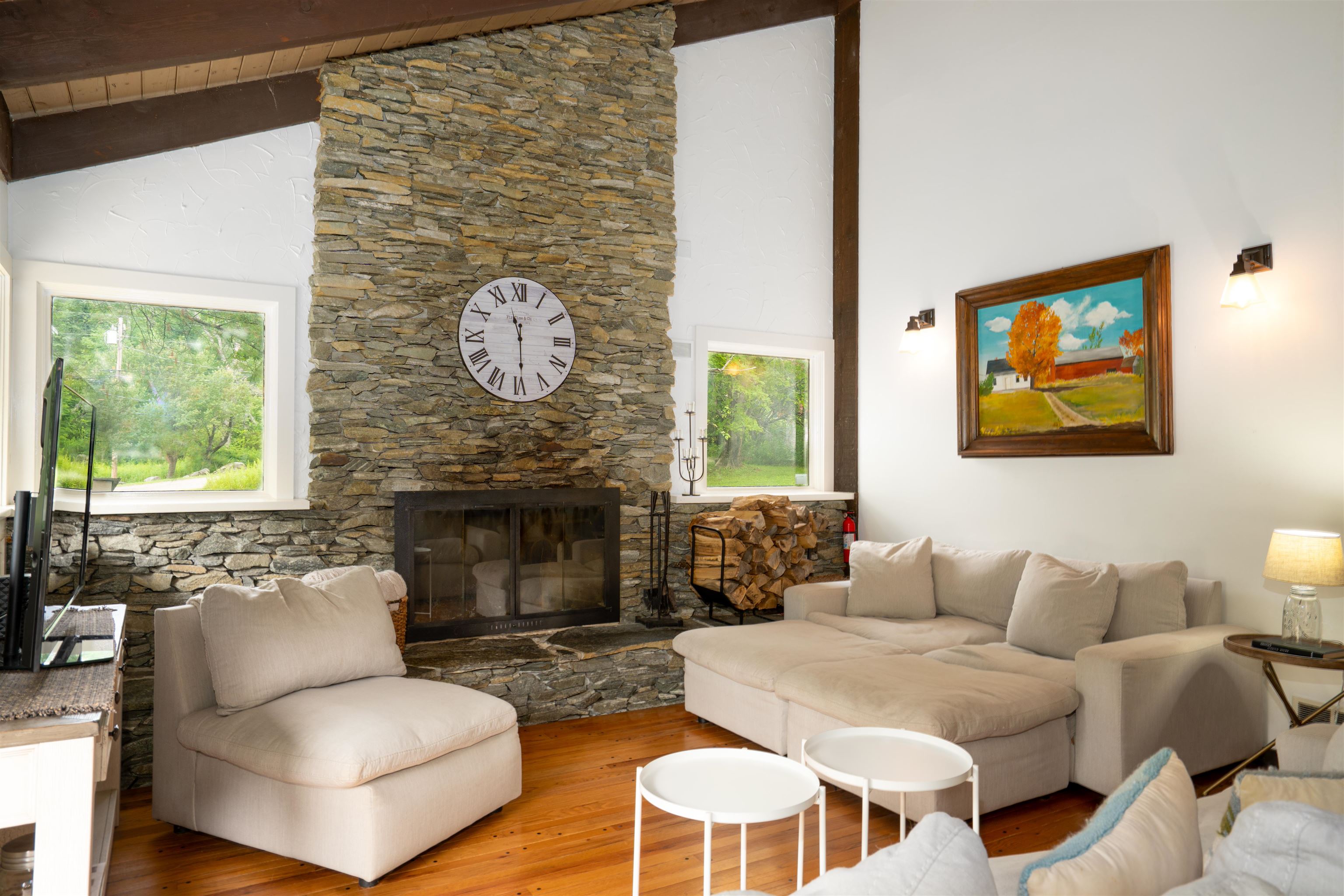 Stone Wood Burning Fireplace
