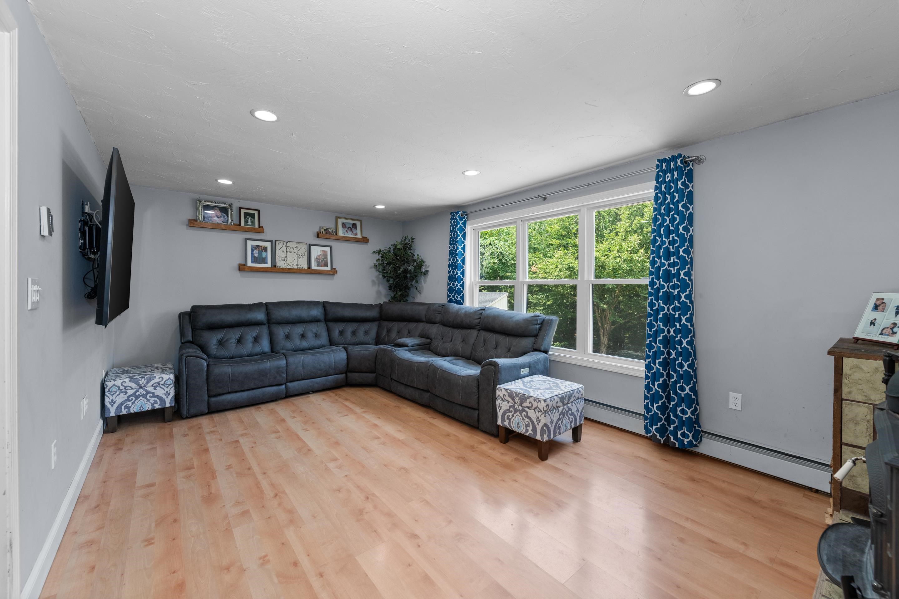 This freshly painted living room has tons of natural light warming the room