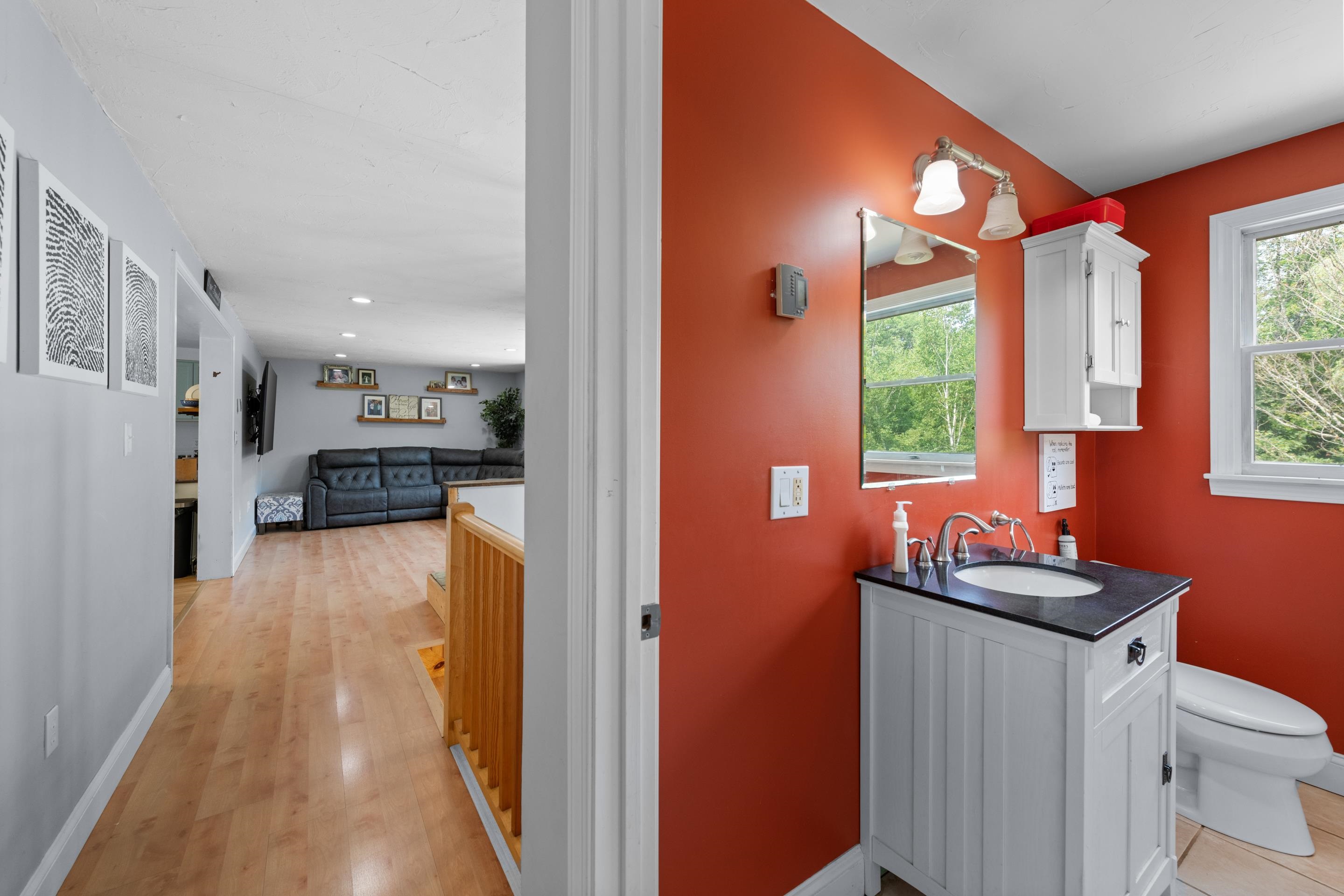 This 3/4 bathroom features a soaking tub