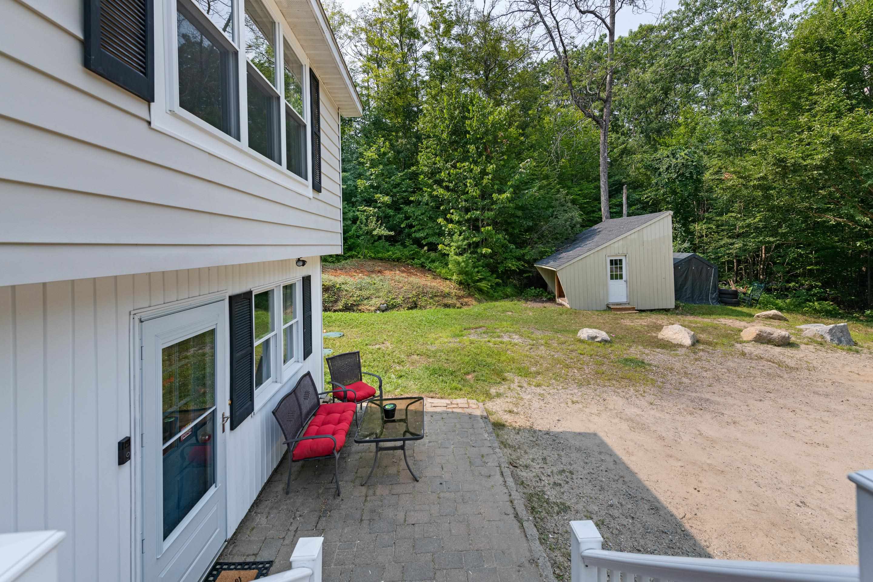 The patio off the lower entrance
