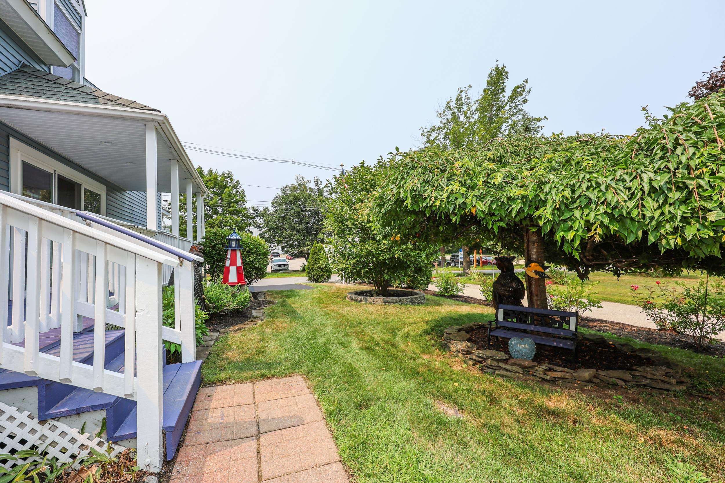 Side Porch Stairs and Weeping Cherry Tree