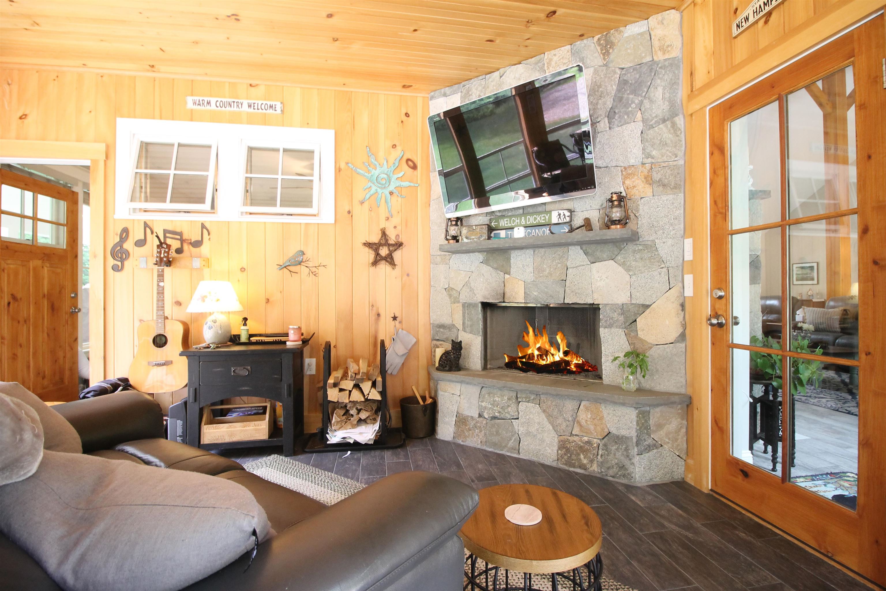 Enjoy a movie with a cozy wood burning fireplace!