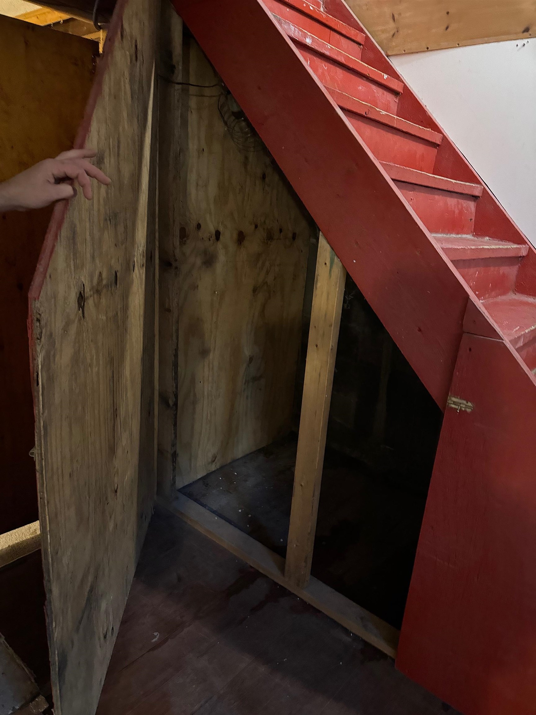 Storage area under the stairs