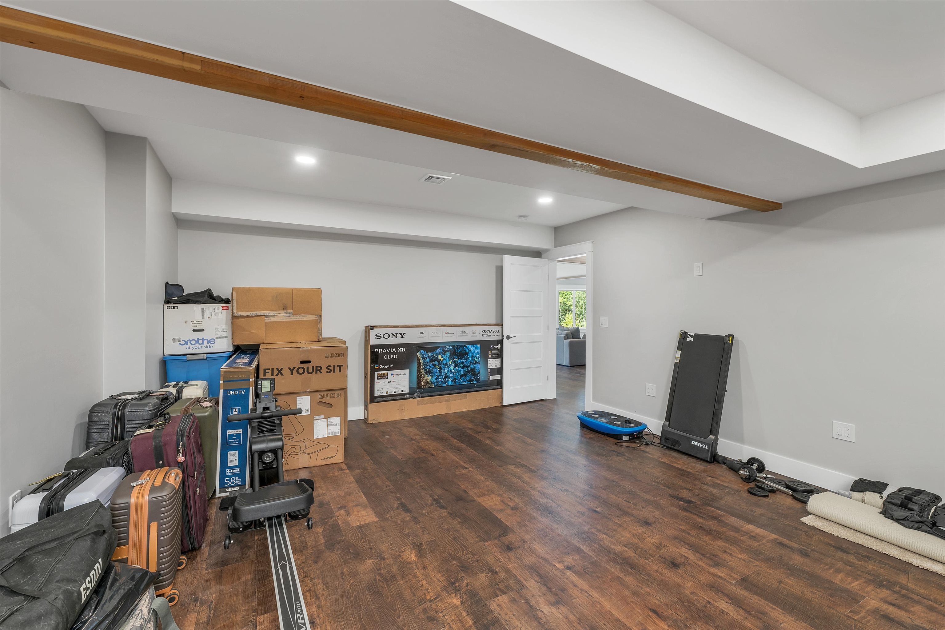 Lower level workout room/media room