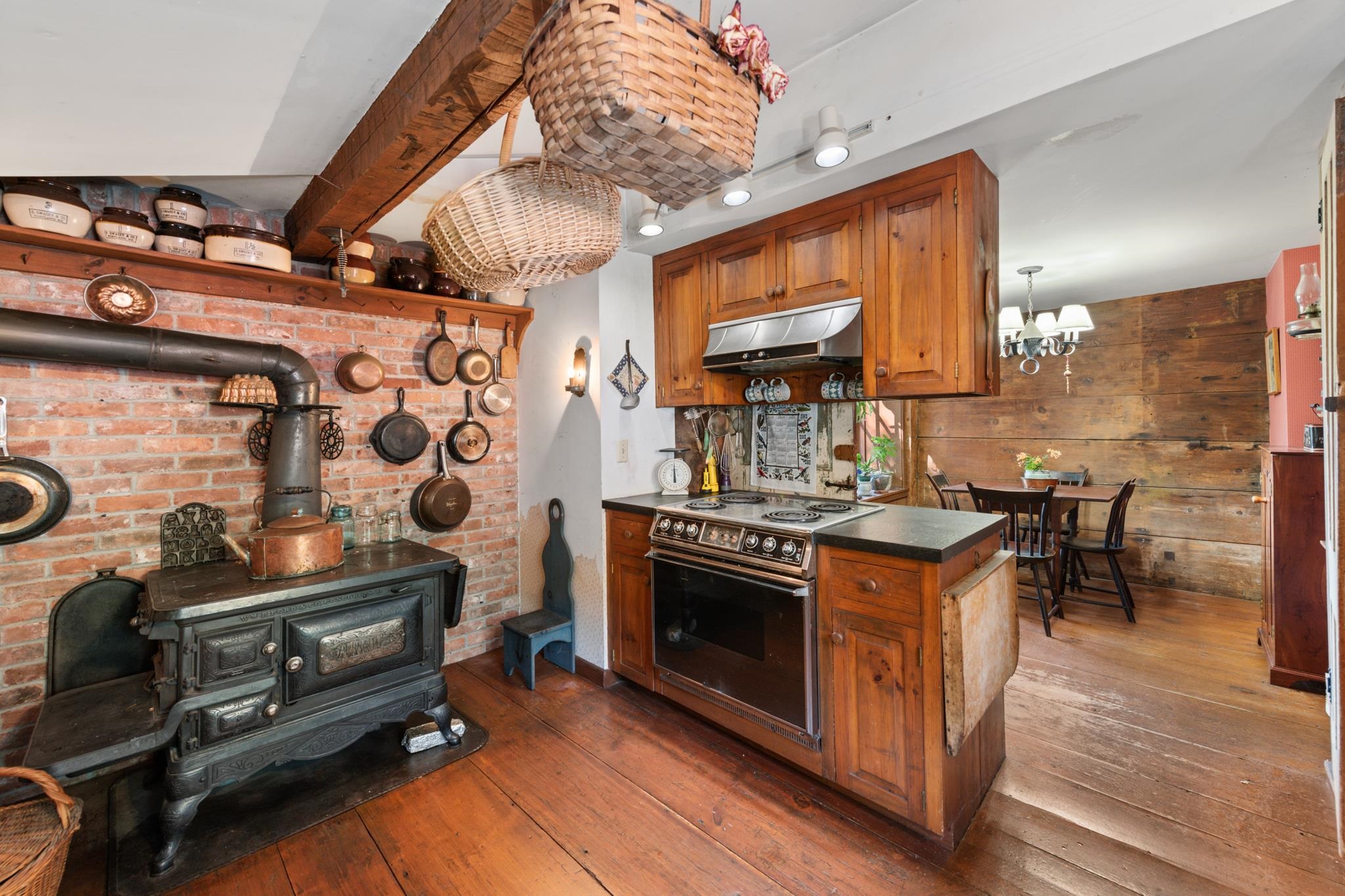 The crown jewel of the kitchen is this wood cooking stove
