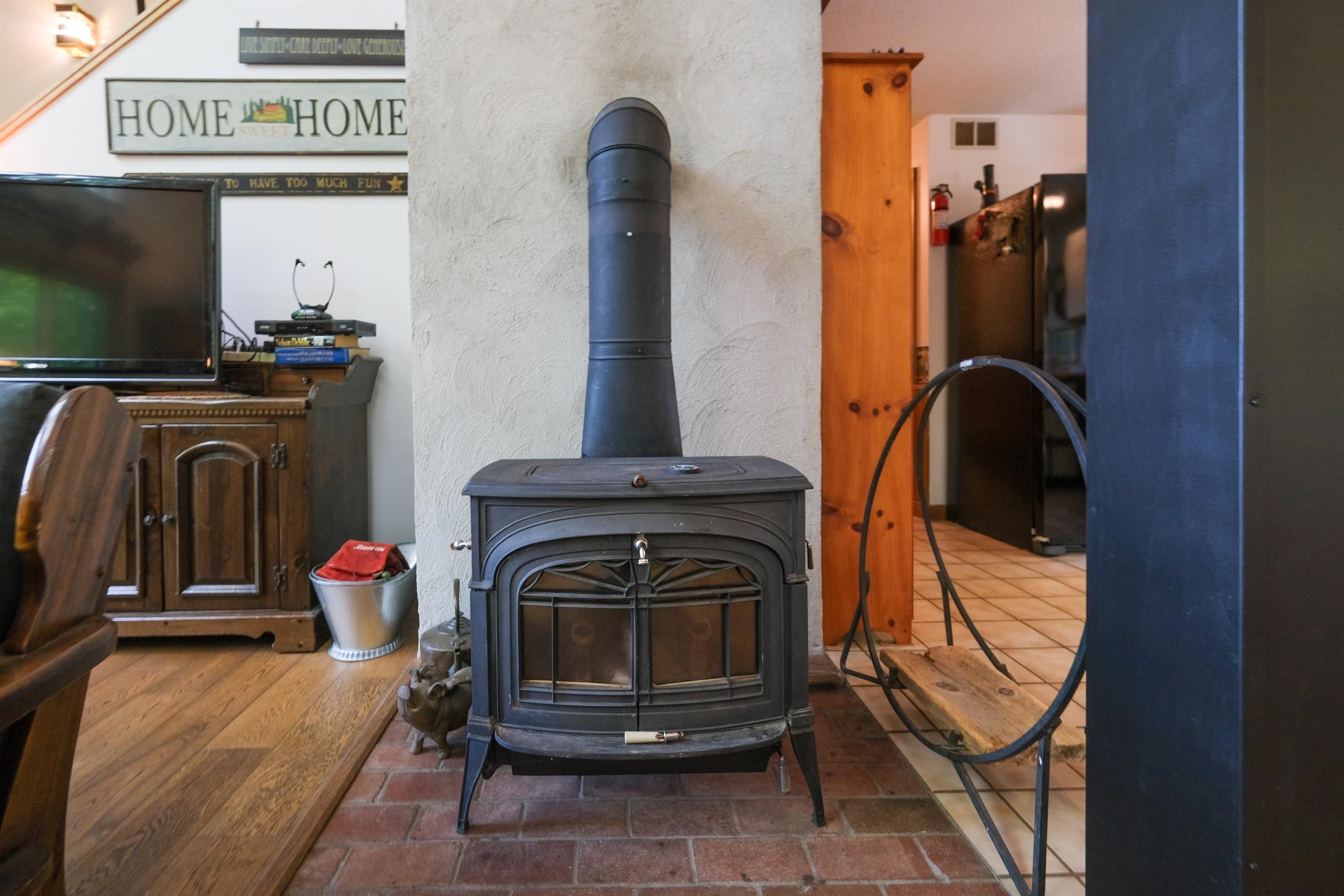 Wood stove in living room