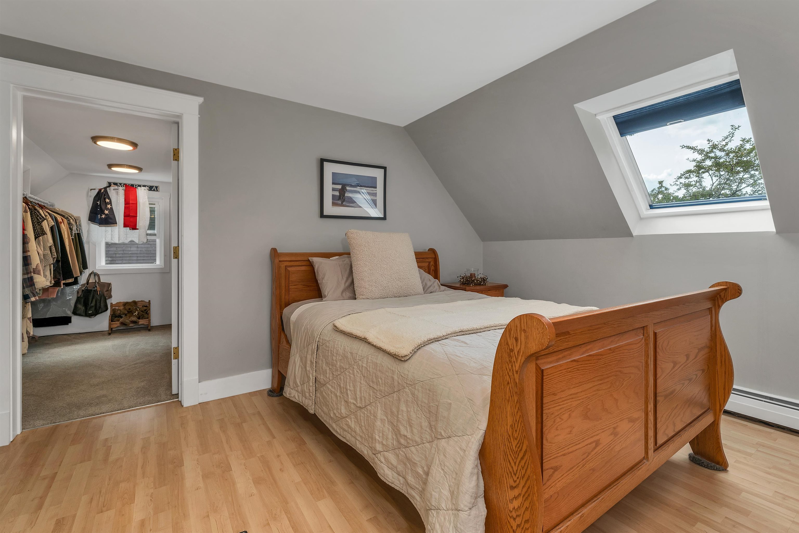 Primary bedroom with large walk in closet