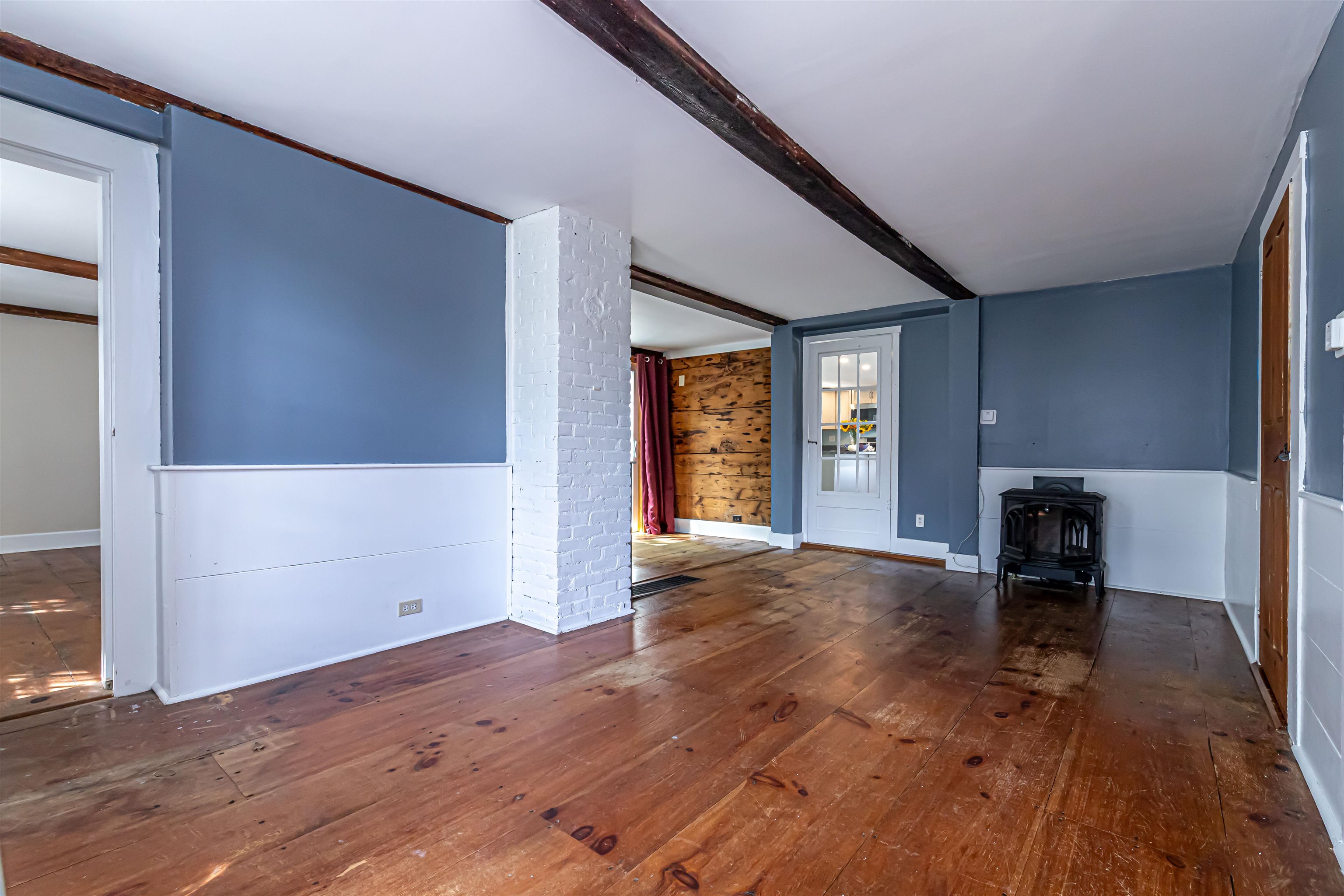 A cast iron Stove heats the space along with FHA furnace