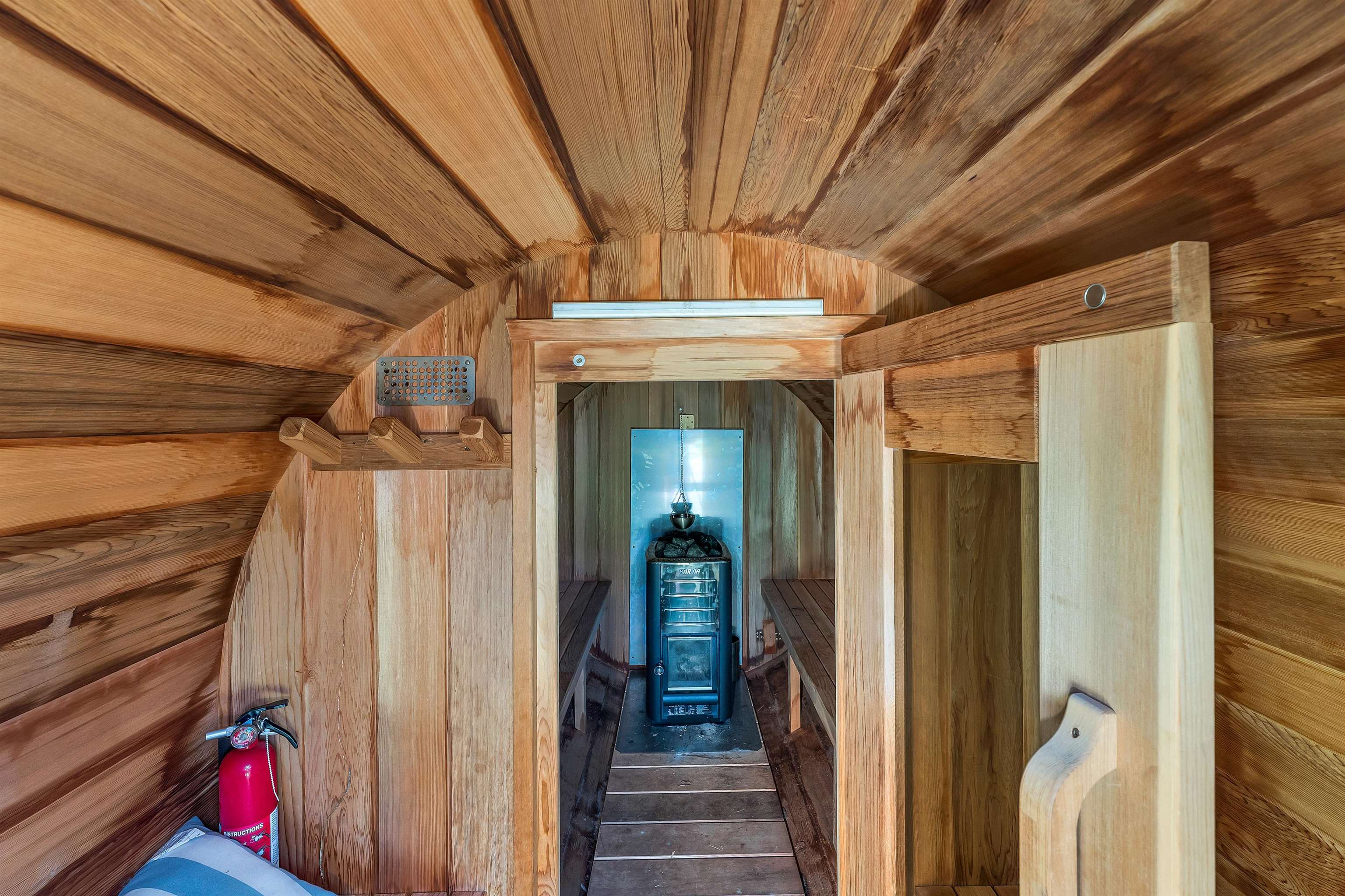 Barrel Sauna Heated by Wood