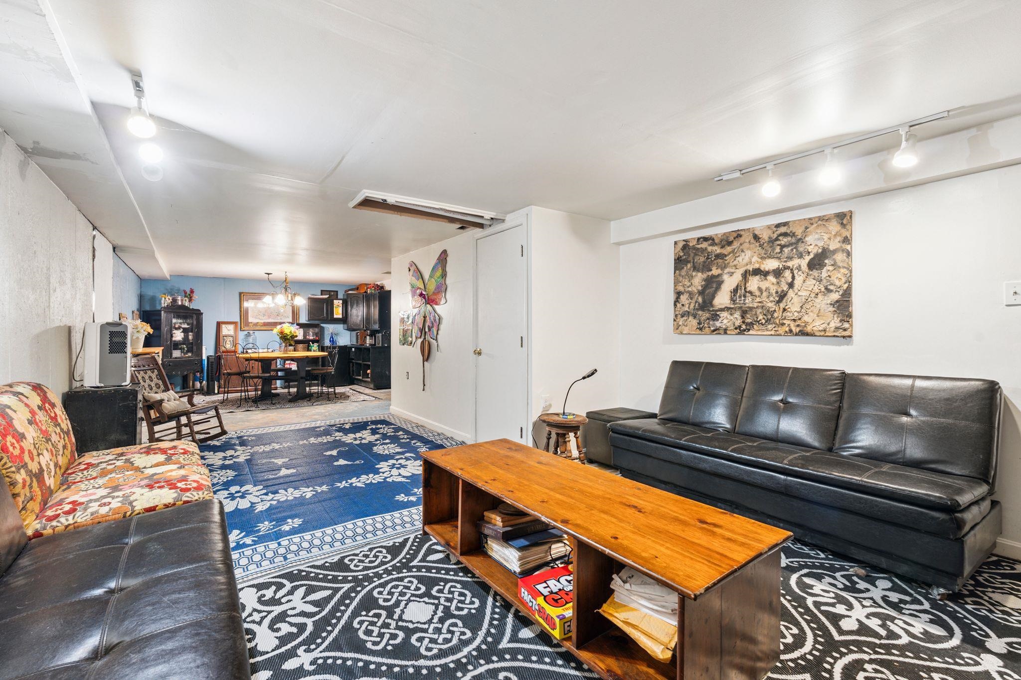 Family room in basement