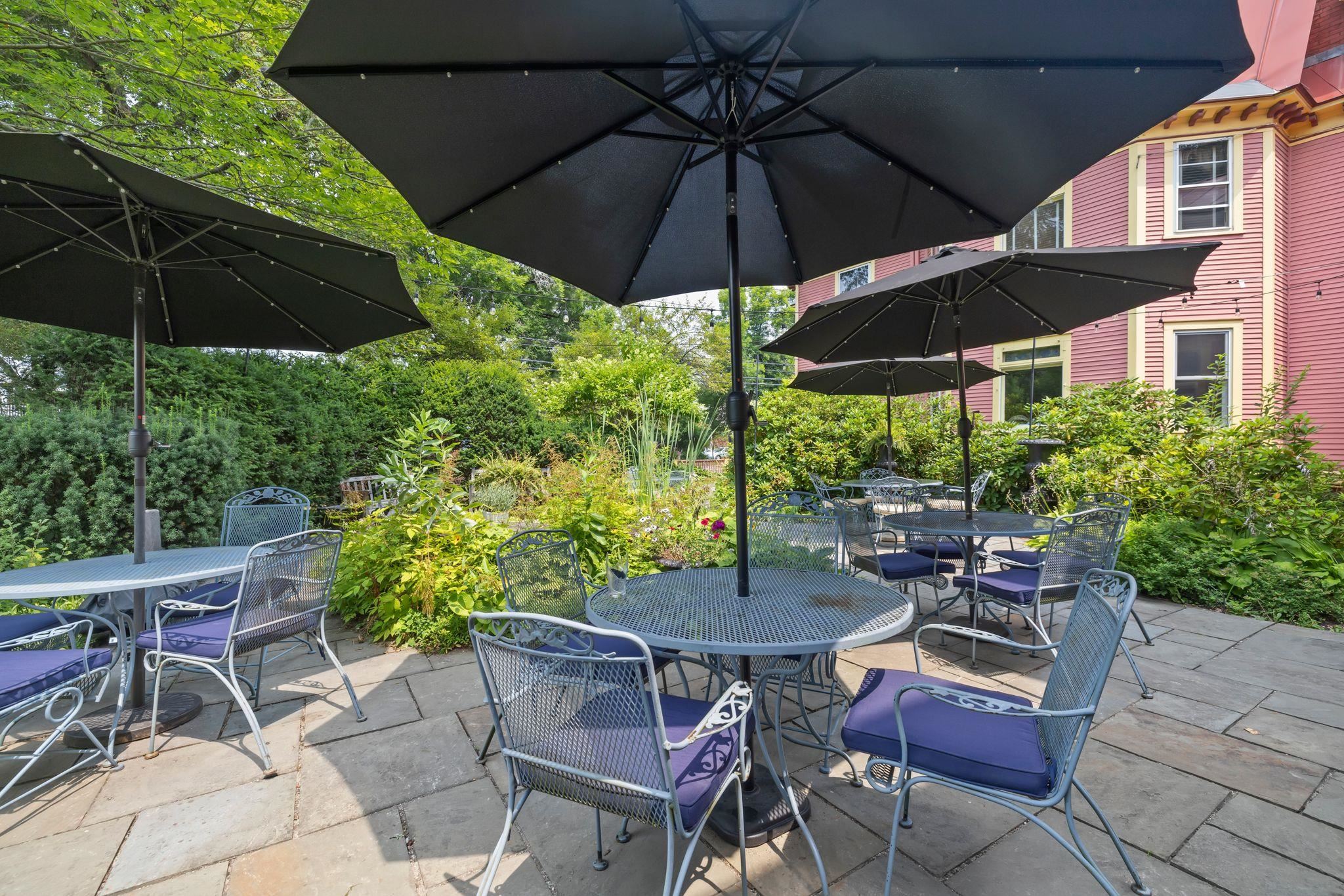 Dining on the terrace.