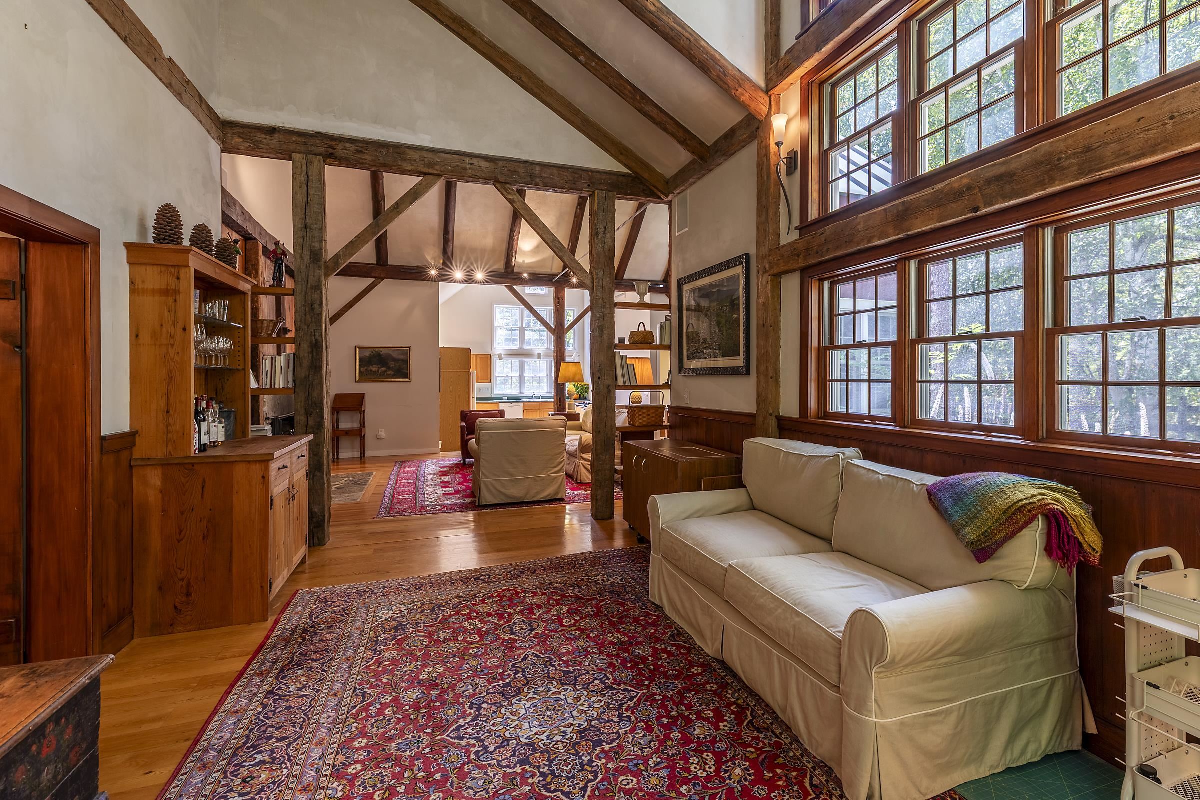 The Expansive Living Room Includes a More Intimate Seating Area with a Gas/Propane Stove for Comfort