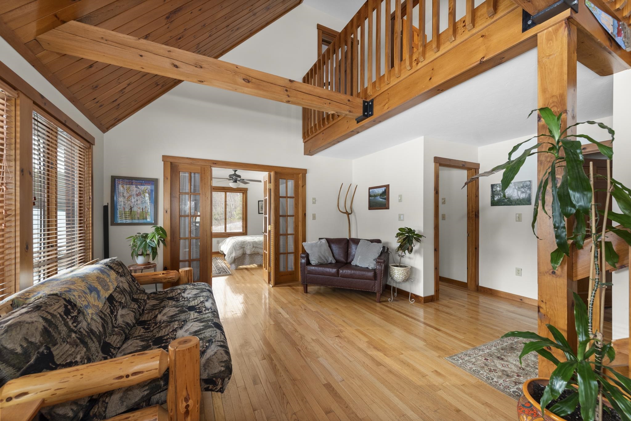 two first floor bedrooms right off the living/ dining room area