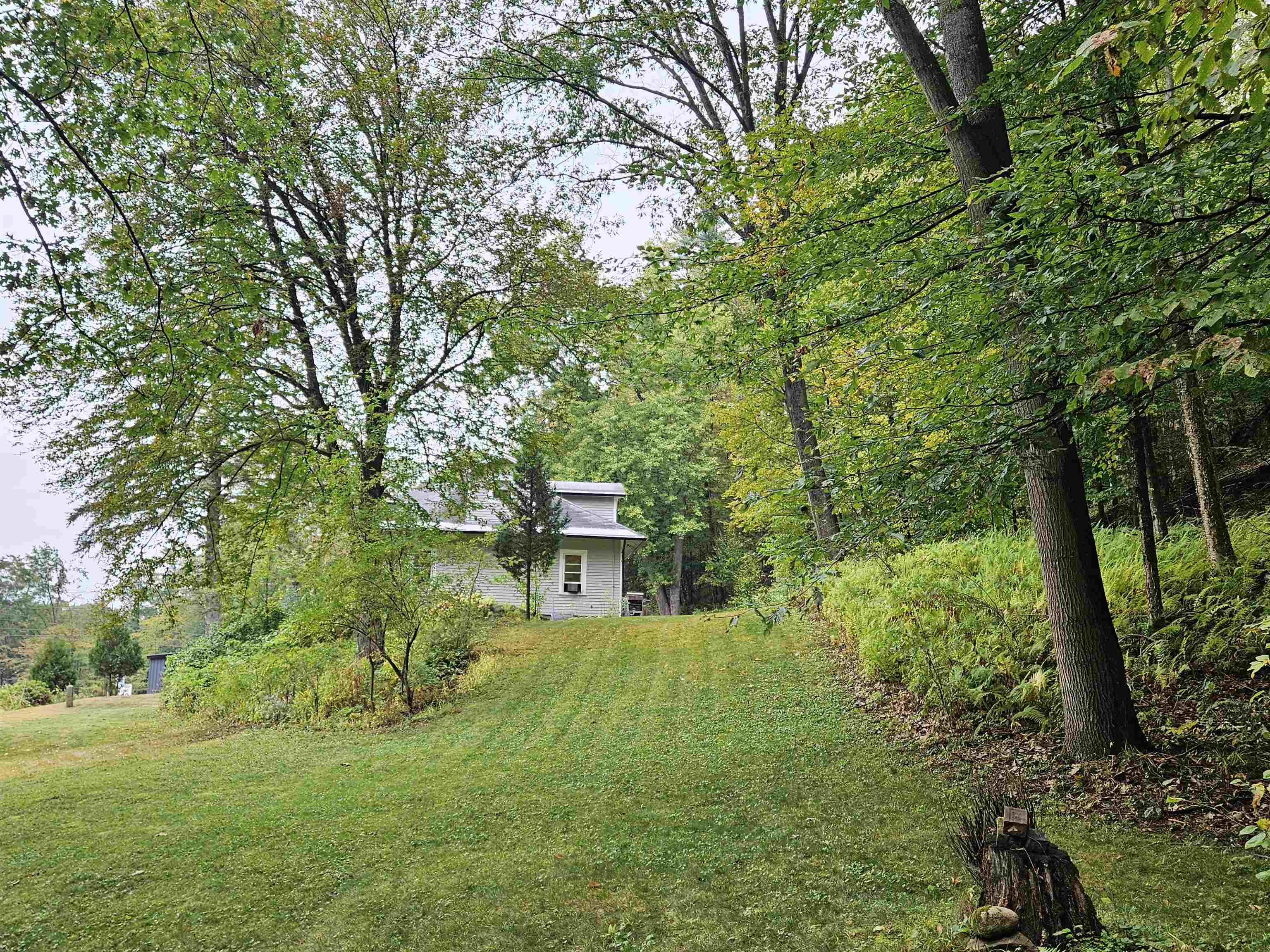 Lawn on south side of house by the trail