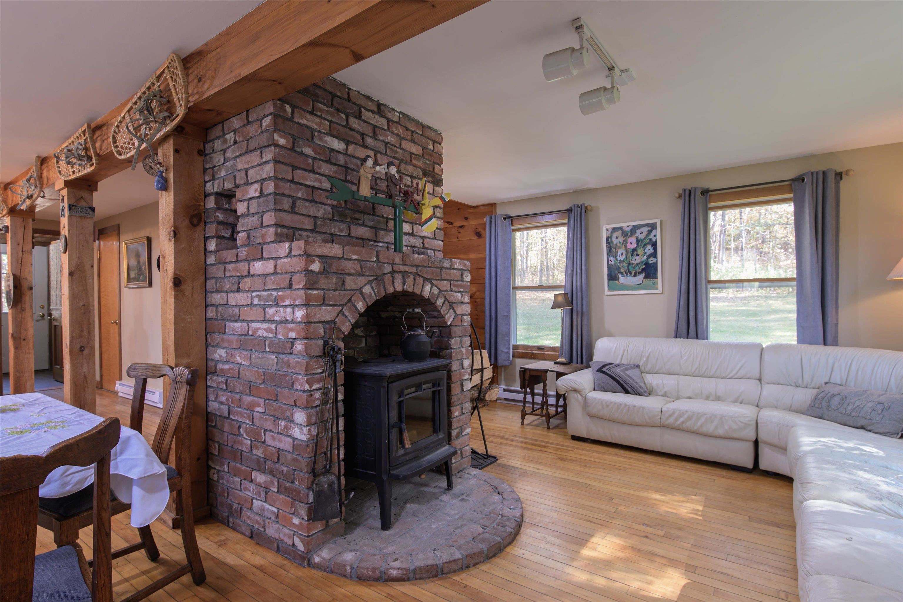 Cozy main floor with wood stove