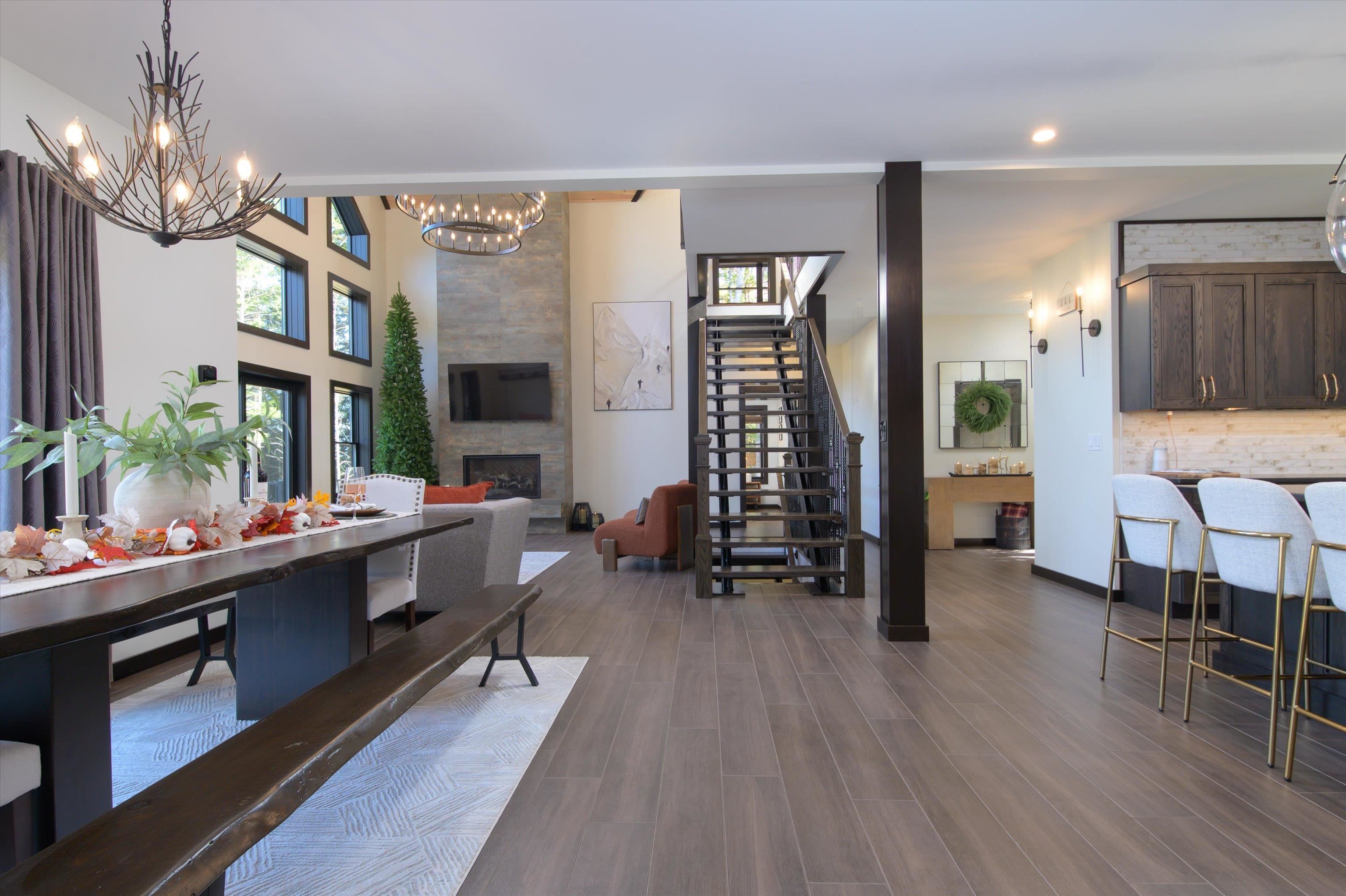 Stairs Leading up from the Open Floor Plan