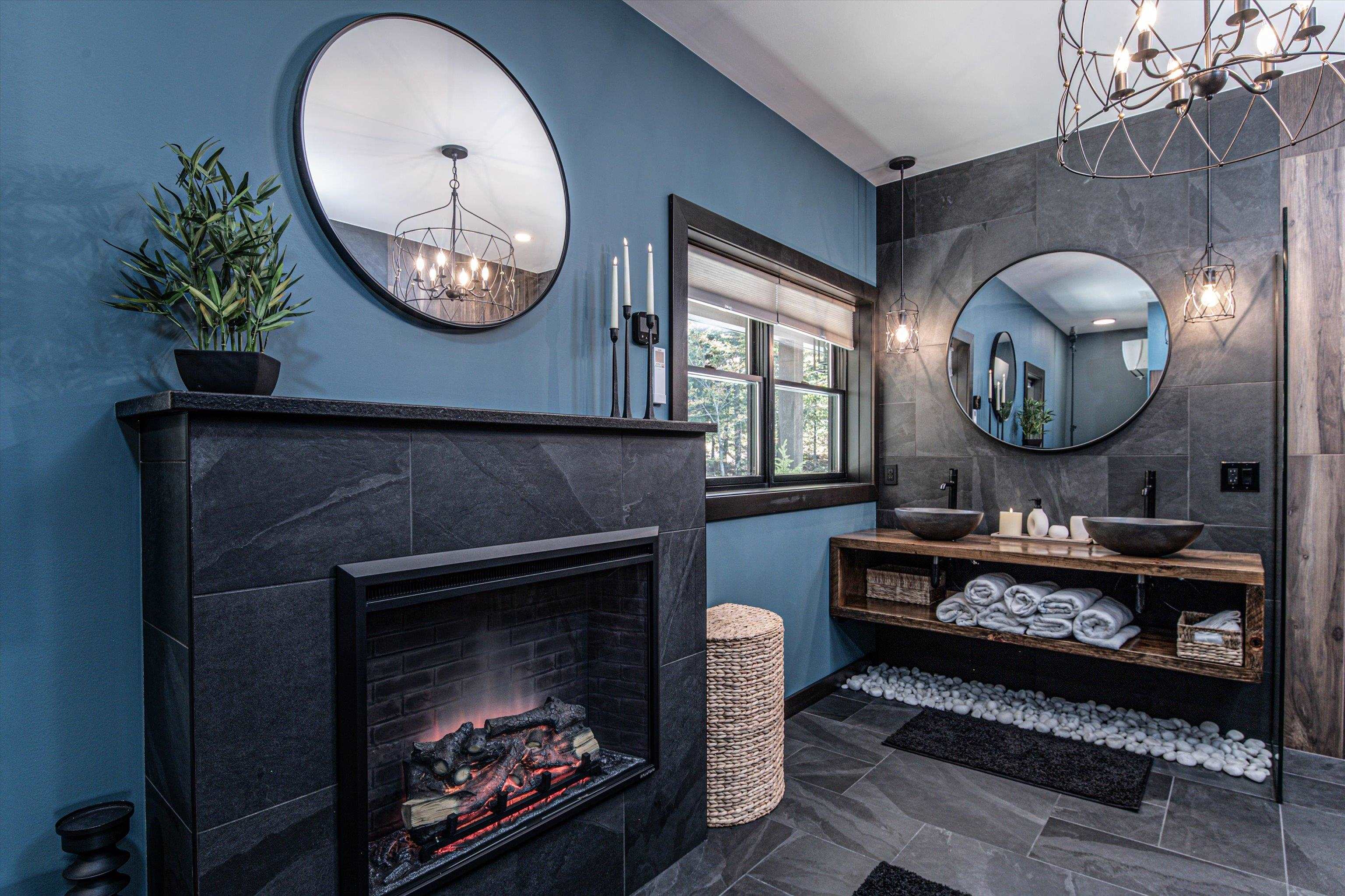 Primary Bath with Gas Fireplace